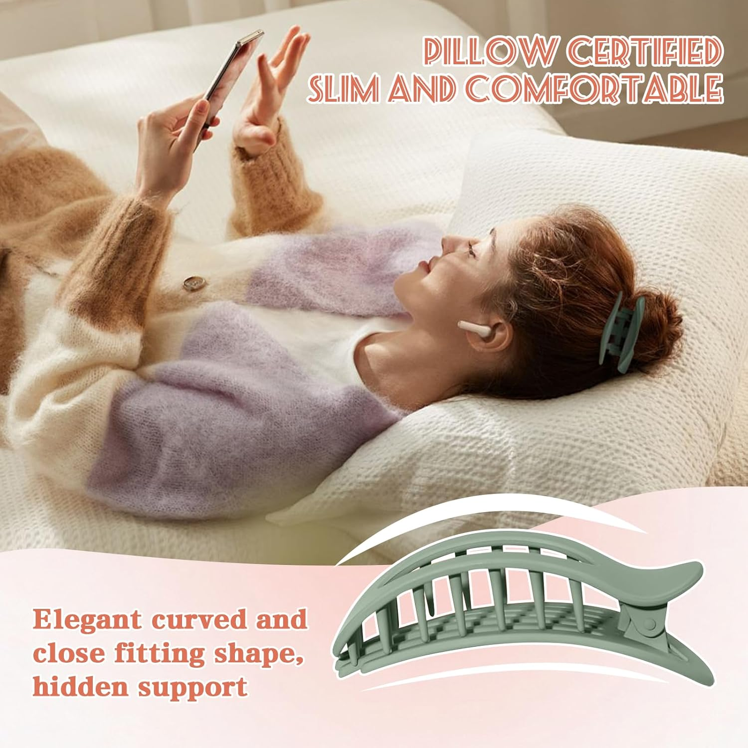 Women'S Hair Clips, Pack of 8 Hair Clips, Solid Colour, Non-Slip, Large Flat Claw Clip, Leopard Print, Flat Hairs Claw Clip, French Matt, Elegant for Everyday, Sports, Driving image number 1