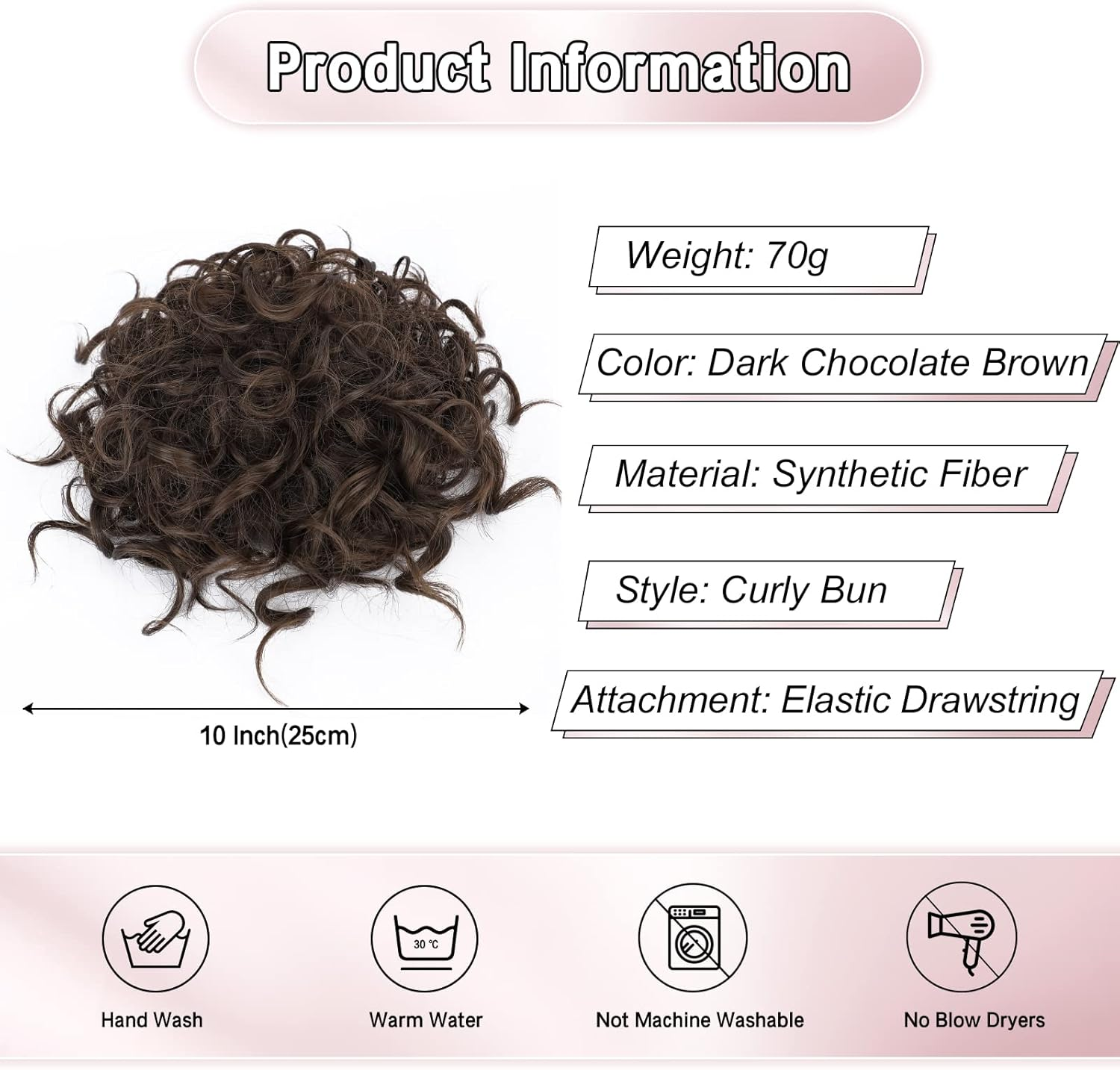 Lommel Messy Bun Hair Piece for Women, Elastic Drawstring Loose Wave Curly Scrunchies Ponytail Extension, Synthetic Hair Extensions Hair Bun for Women Daily Use(Dark Chocolate Brown) image number 6