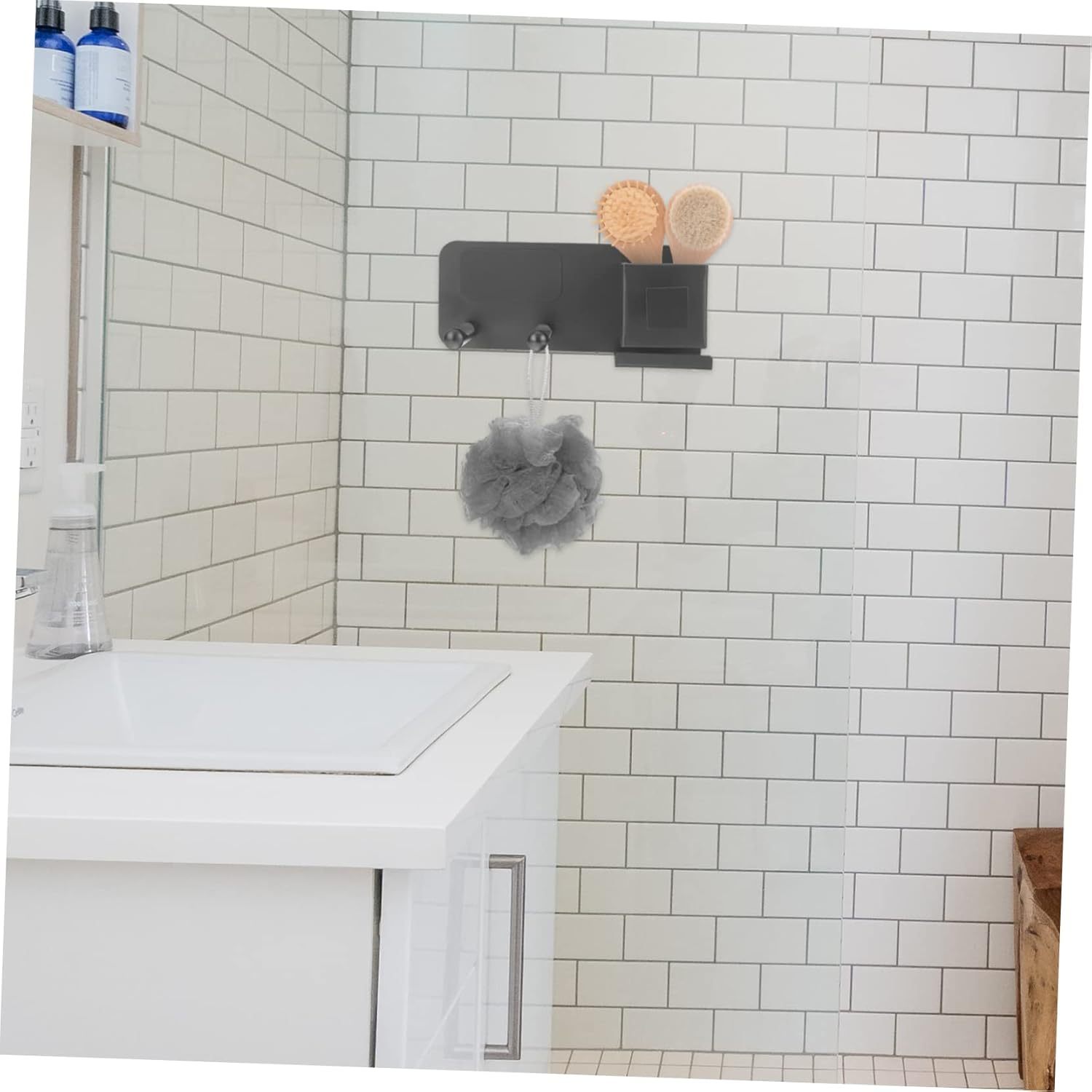 CALLARON Adhesive Hair Dryer Holder Wall Mount Blow Dryer Storage Rack Organizer for Bathroom with Multi Tool Storage Easy Installation image number 3