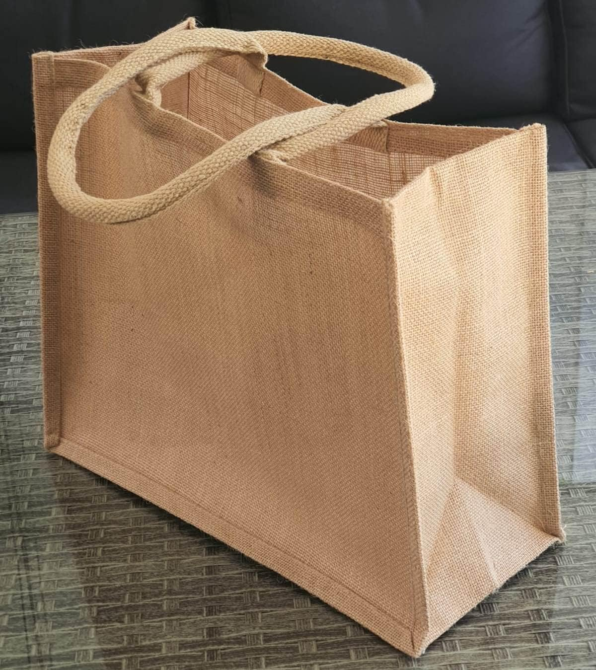 (Pack of 2 Bag) 100% Natural Jute Bags | Reusable Shopping Bag | Hessian Shopping Bags | Eco Friendly Bag (Size 32H X 40W X 18D Cm) | Jute Grocery Bags image number 4