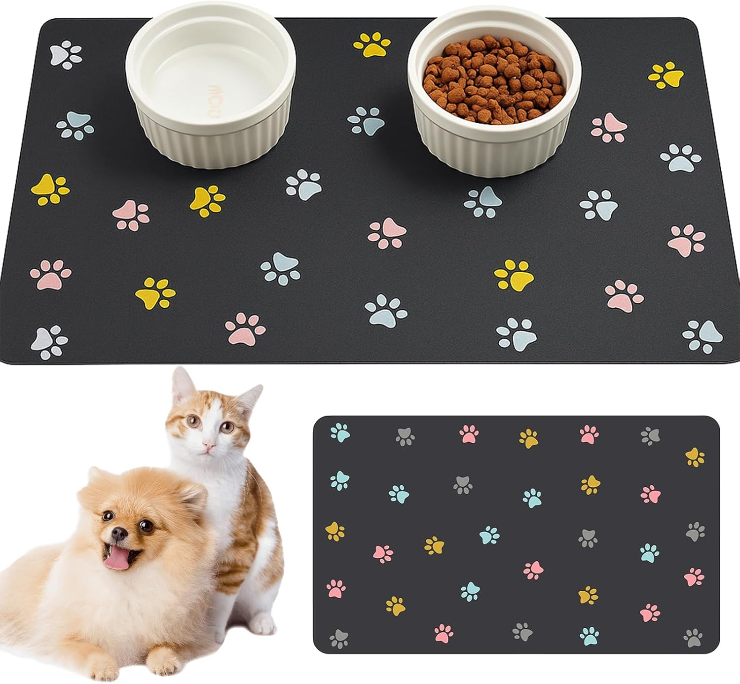 Bowl Mat Dog Waterproof Pet Feeding Mats Silicone Pet Mat Absorbent Quick Drying Cat Mat for Pets for Rabbits Hamsters and Other Animals (50 X 30 Cm) image number 5