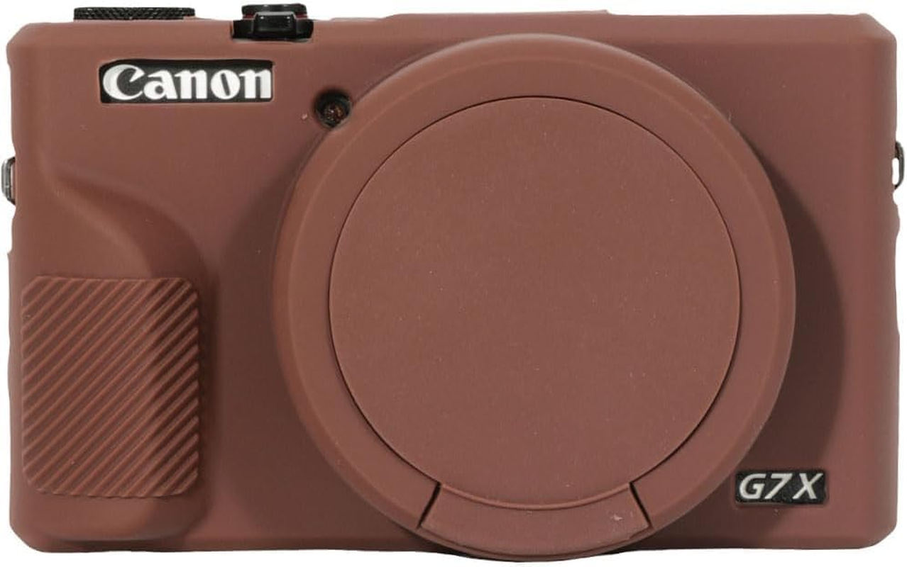 Case for Canon Powershot G7X3 Digital Camera, G7XIII Camera Silicone Case, Anti-Scratch Slim Fit Soft Skin, G7X3 Accessories with Detachable Lens Cover (Coffee)