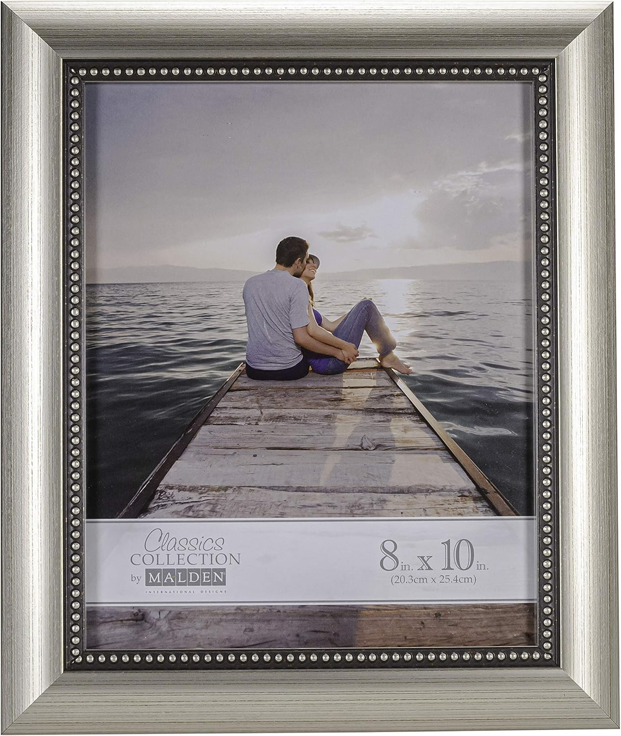 Malden International Designs 8X10 Beaded Picture Frame Champagne Finish, 2306-80 image number 1