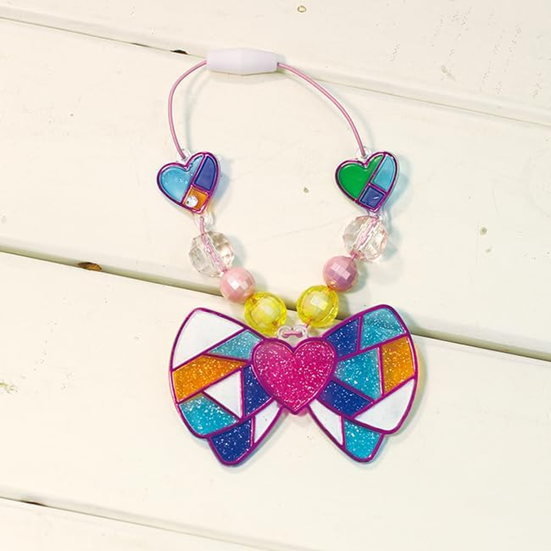 DIY Window Paint Art & Crafts, Kids Boys and Girls Drawing Jewelry Toys Making Kit Set, Colored Sparking Plactic Glitter Charms Bracelet Accessories Inspired Gifts Pack, Ideal Creative Activity Gift Easter Christmas Birthday Family Night (Trendy Jewelry Glass Deco)