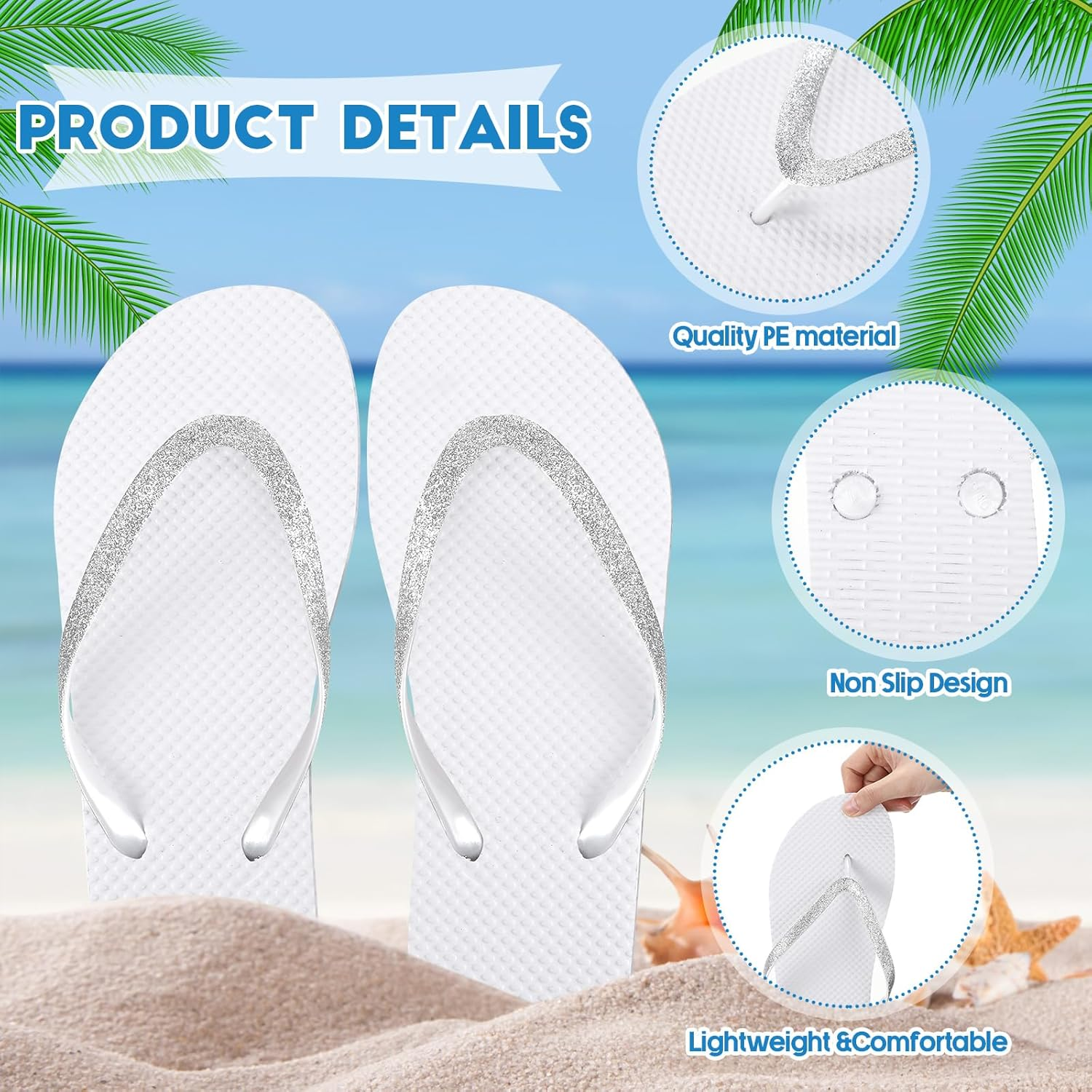 Ramede 24 Pairs Flip Flops Bulk Soft Wedding Sandals Hotel Spa Wedding Slippers for Guest Pool Shower Party Reception