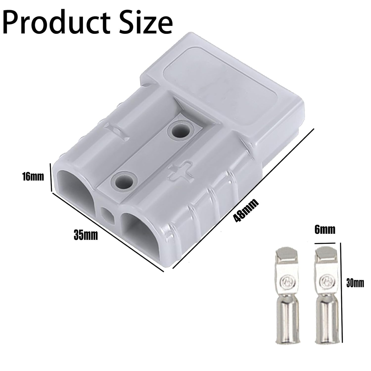 Plug Connectors Tool Compatible with Anderson Style, 10Pcs Grey 50 AMP 6AWG 12-24V DC Power Contacts Plugs,With Solid Copper Terminals for Car Van Modes Motorcycle image number 5