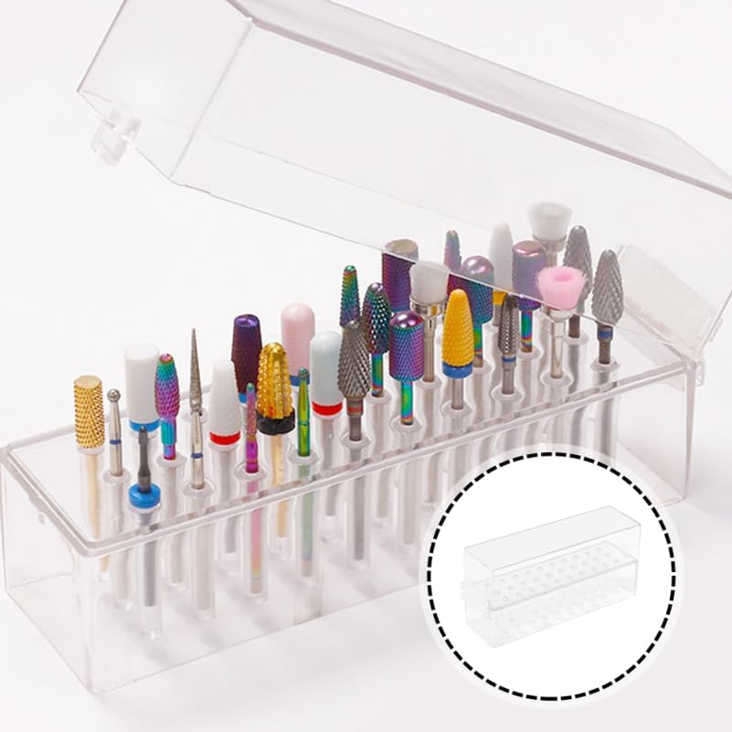 Healvian Nail Art Storage Box Nut Nail Grinder Nail Drill Storage Manicure Organiser Tool Box Nail Clippers Case for Nail Drill Holder for Nail Drill ABS Transparent image number 3