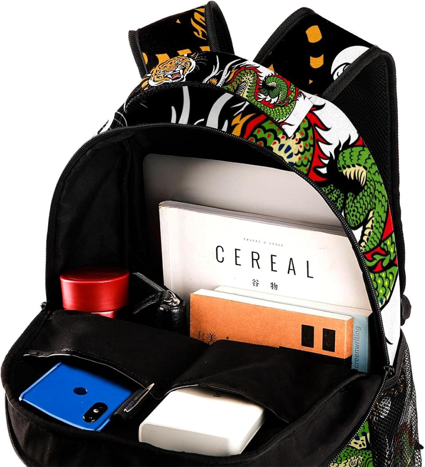 Dragon and Tiger Battle Backpack Students Shoulder Bags Travel Bag College School Tote Backpacks image number 3