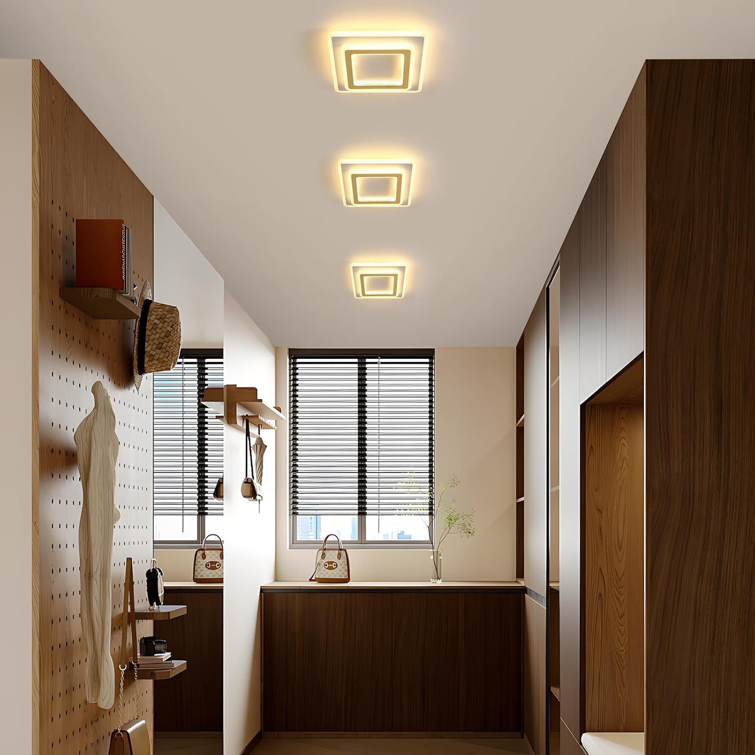 Modern Ceiling Lamp, 44W LED Ceiling Light Square Ceiling Light, Gold Acrylic Ceiling Light for Bedroom, Living Room, Dining Room, Hallway, Warm Light 3000K, Day 30 Cm