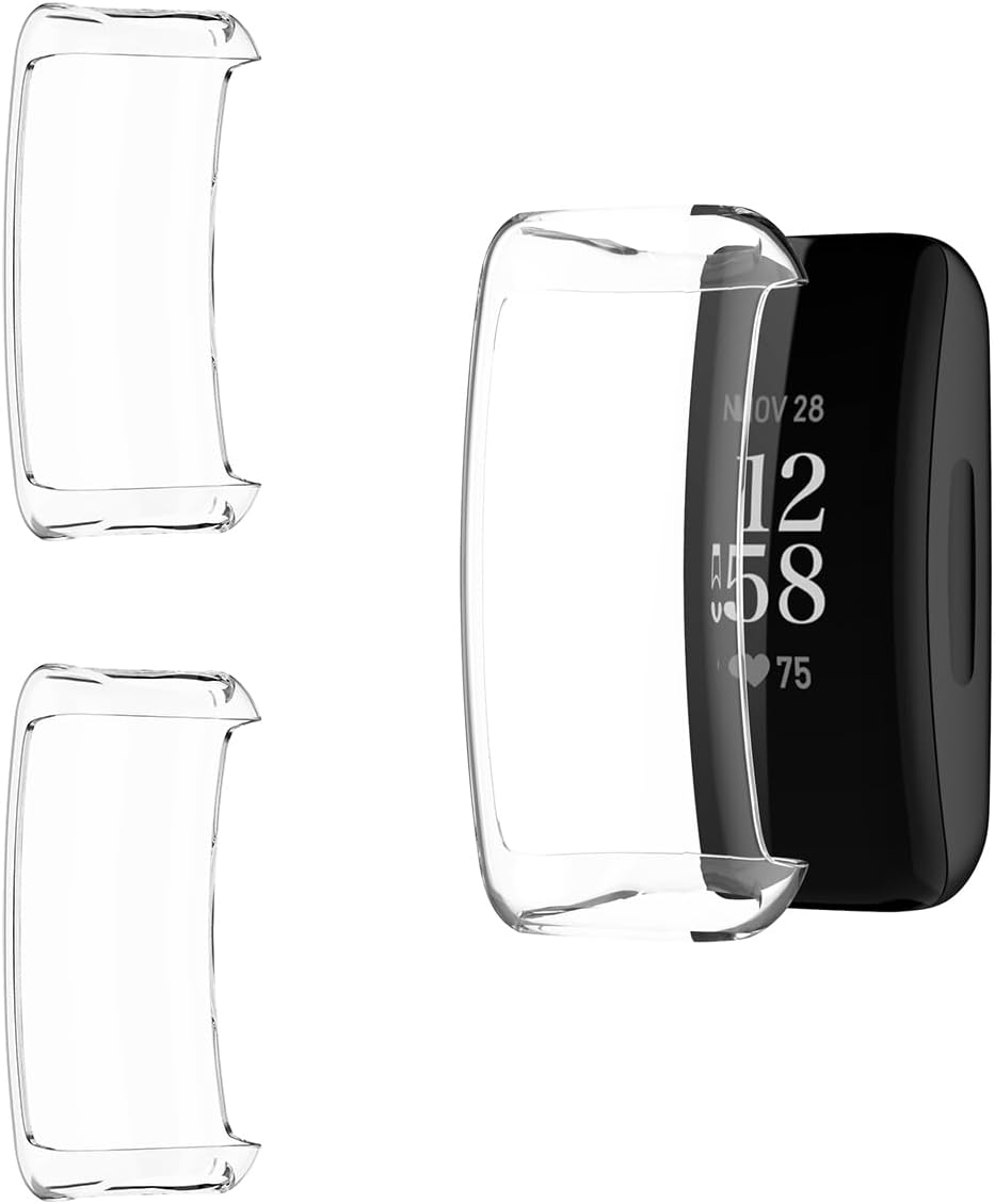 HOMTERN 3 Pack Compatible with Fitbit Inspire 3 Case and Inspire 2 Case, Soft TPU Protective Case, Lightweight, Drop-Proof, Scratch-Resistant, Flexible Screen, Fully Covered, 3 Pack, Transparent