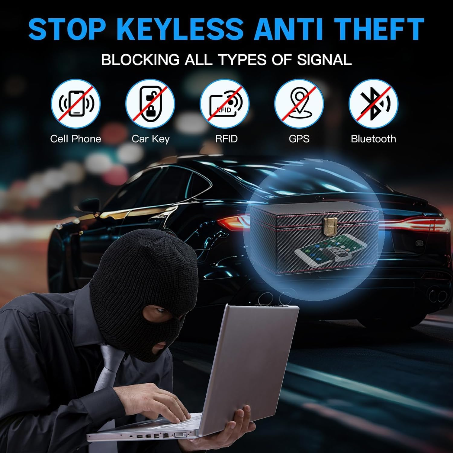 Large Faraday Box & 2 Pack Faraday Bag for Key Fob Protector,Faraday Cage Car Key Fob Signal Blocker Box,Keyless Entry RFID Blocking Set,Protects Car Key with Industry Leading Faraday Protection image number 2