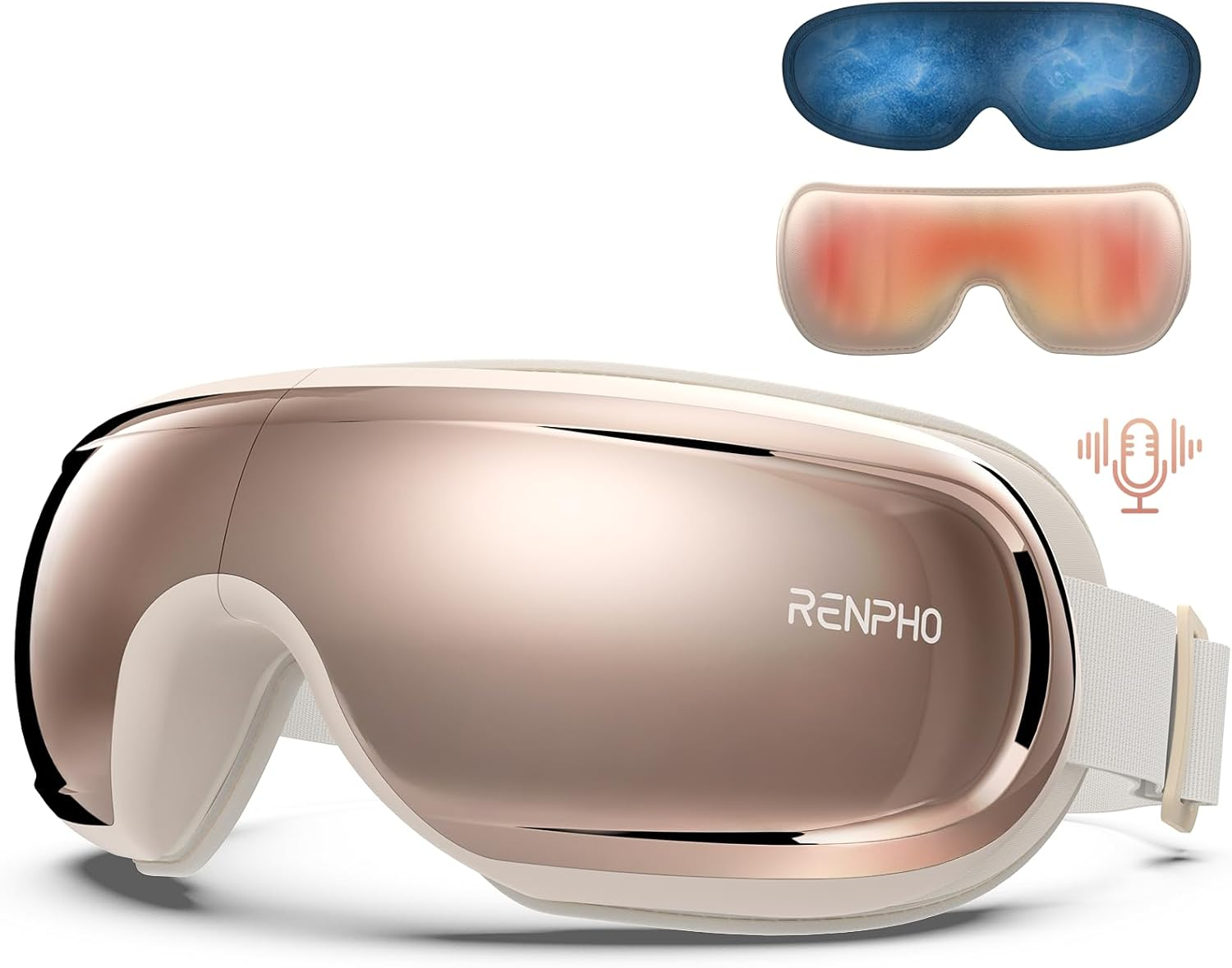 RENPHO Eye Massager with Heat and Cooling, with Voice Control & Ice Pack, Eyeris 3 Ros&eacute; Sleep Mask, Mothers Day Birthday Gifts for Women, Eye Care Device for Migraine image number 4