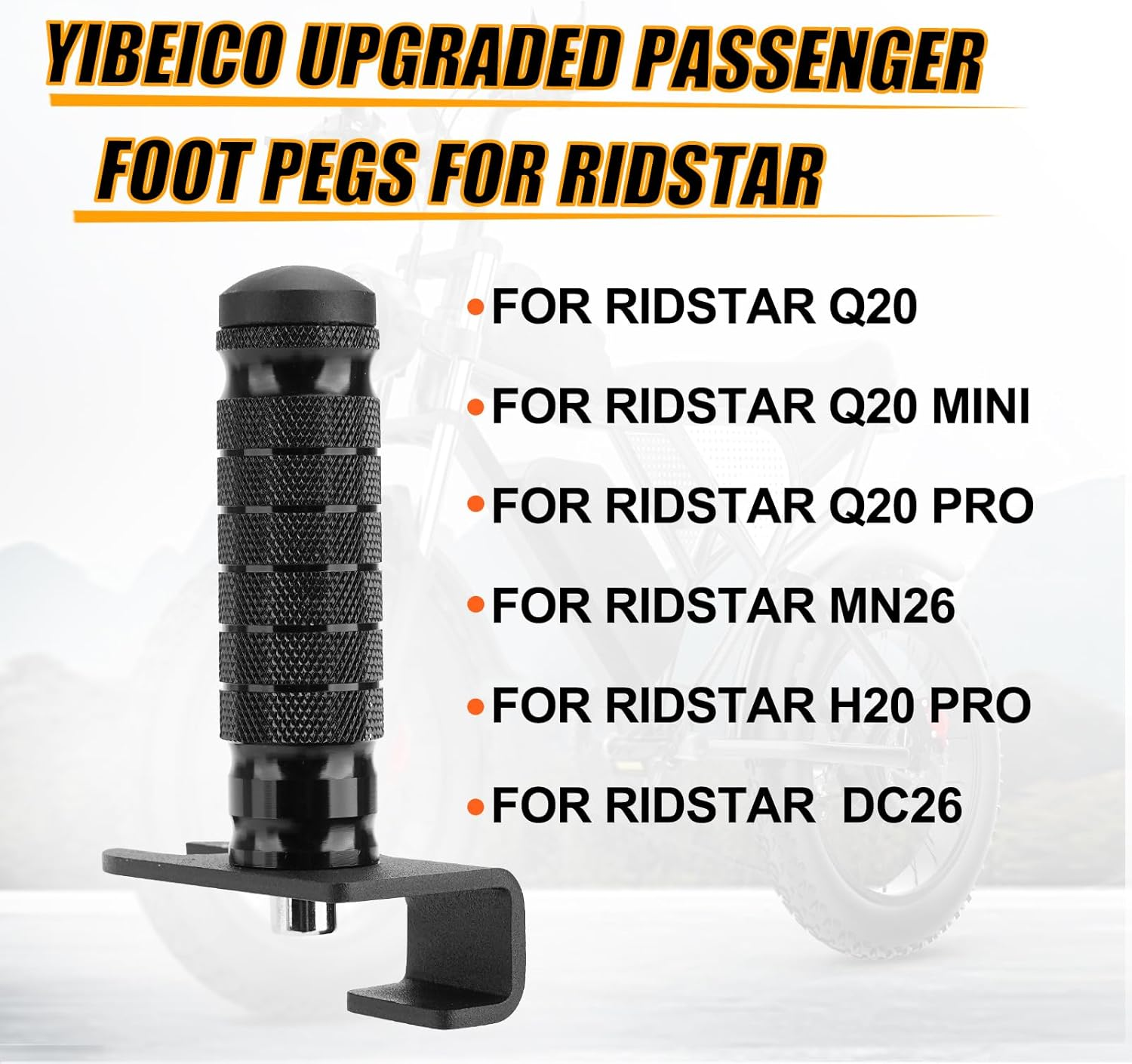 Upgraded Passenger Foot Pegs for Ridstar Q20/ Q20 PRO/ H20 PRO/ H26 PRO, Non-Foldable Non-Slip Passenger Footrest Pegs with Mount Bracket, Rearsets Foot Rest image number 3