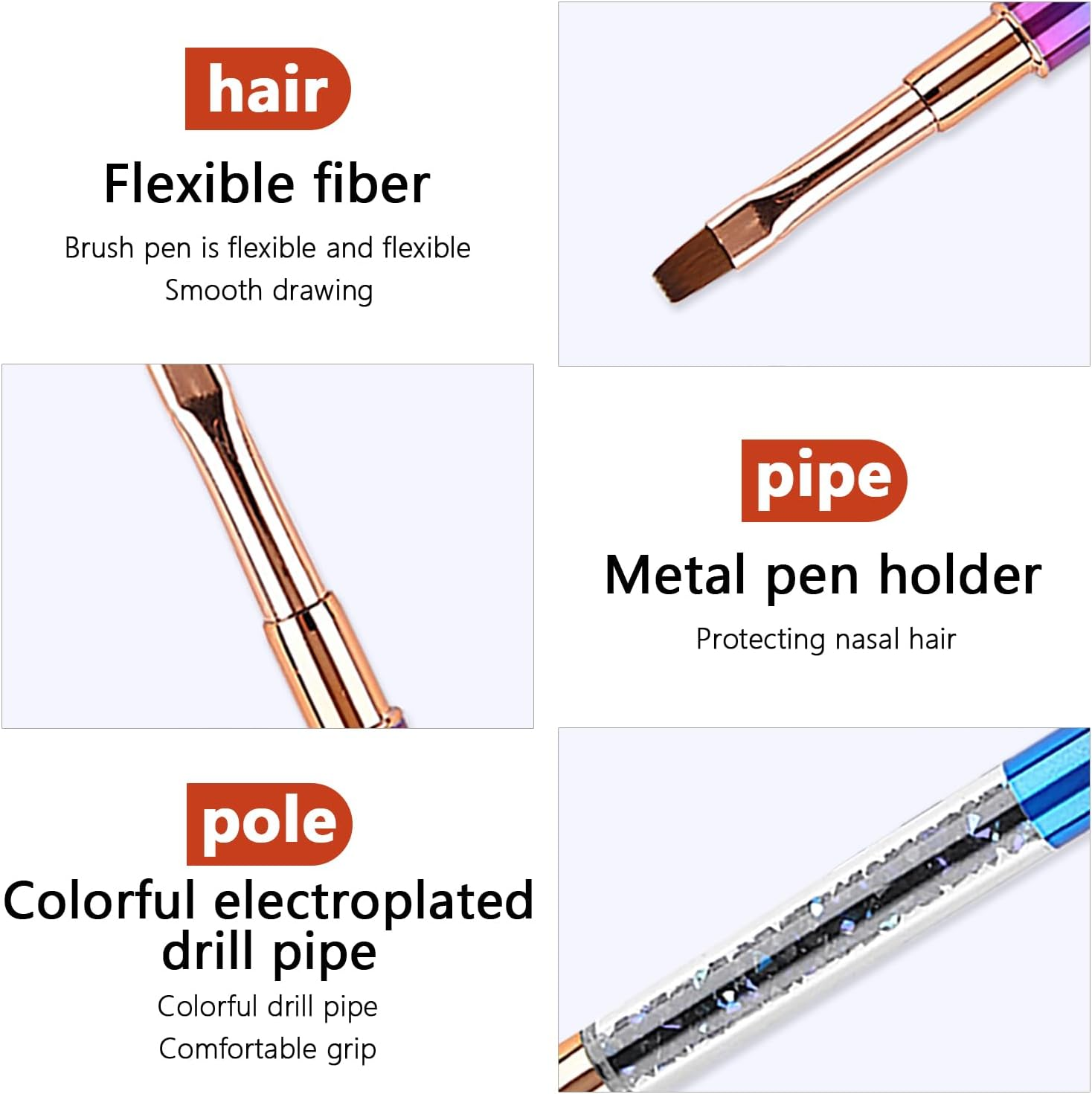 SILPECWEE 1Pc Acrylic Nail Art Brush Screw Thread Design Handle UV Gel Builder Poly Extension Gel Pen Manicure DIY Accessories image number 5
