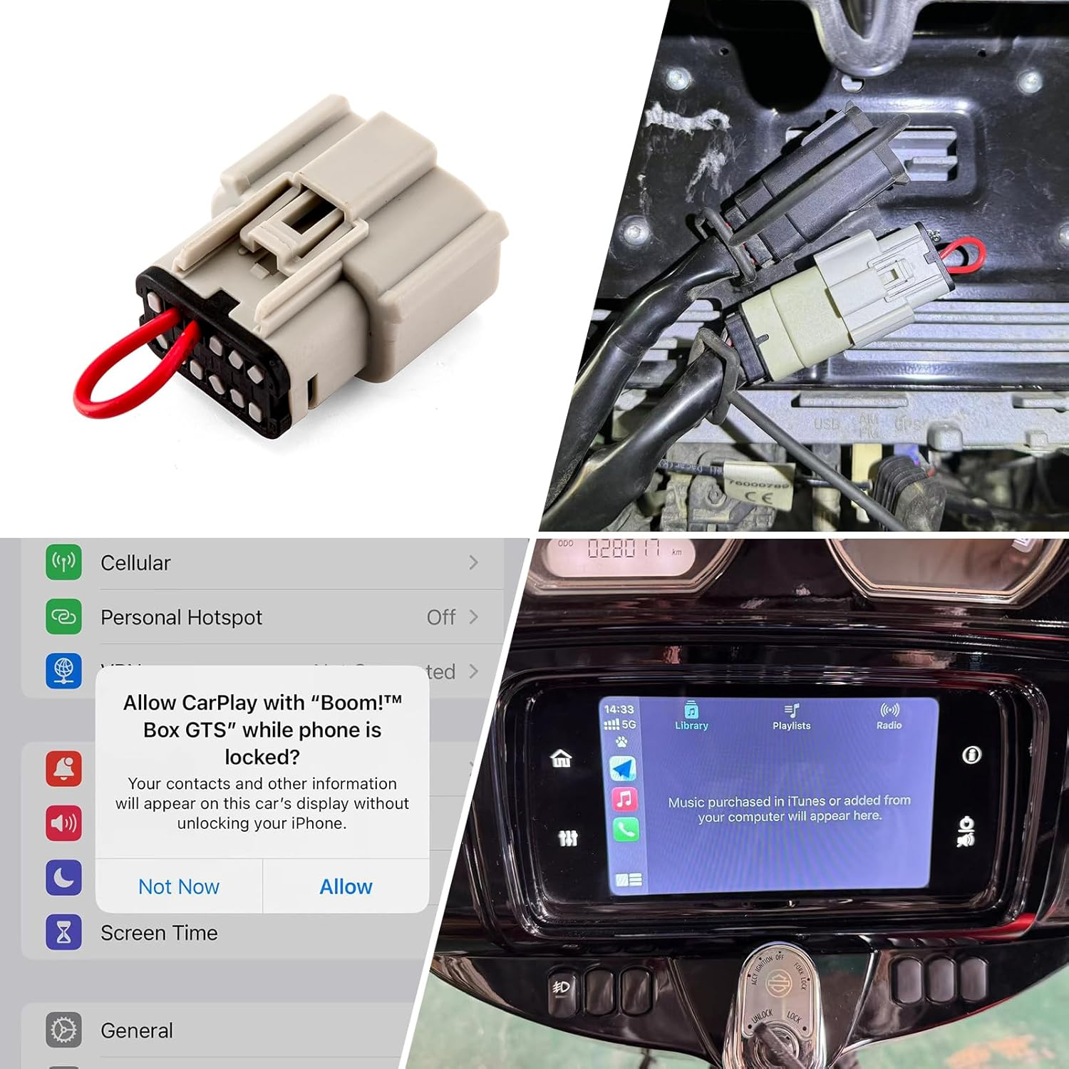 Wsays Carplay Jumper Compatible with Harley Davidson Road Glide or Street Glide with Boom GTS Radio 2019-2023 image number 6