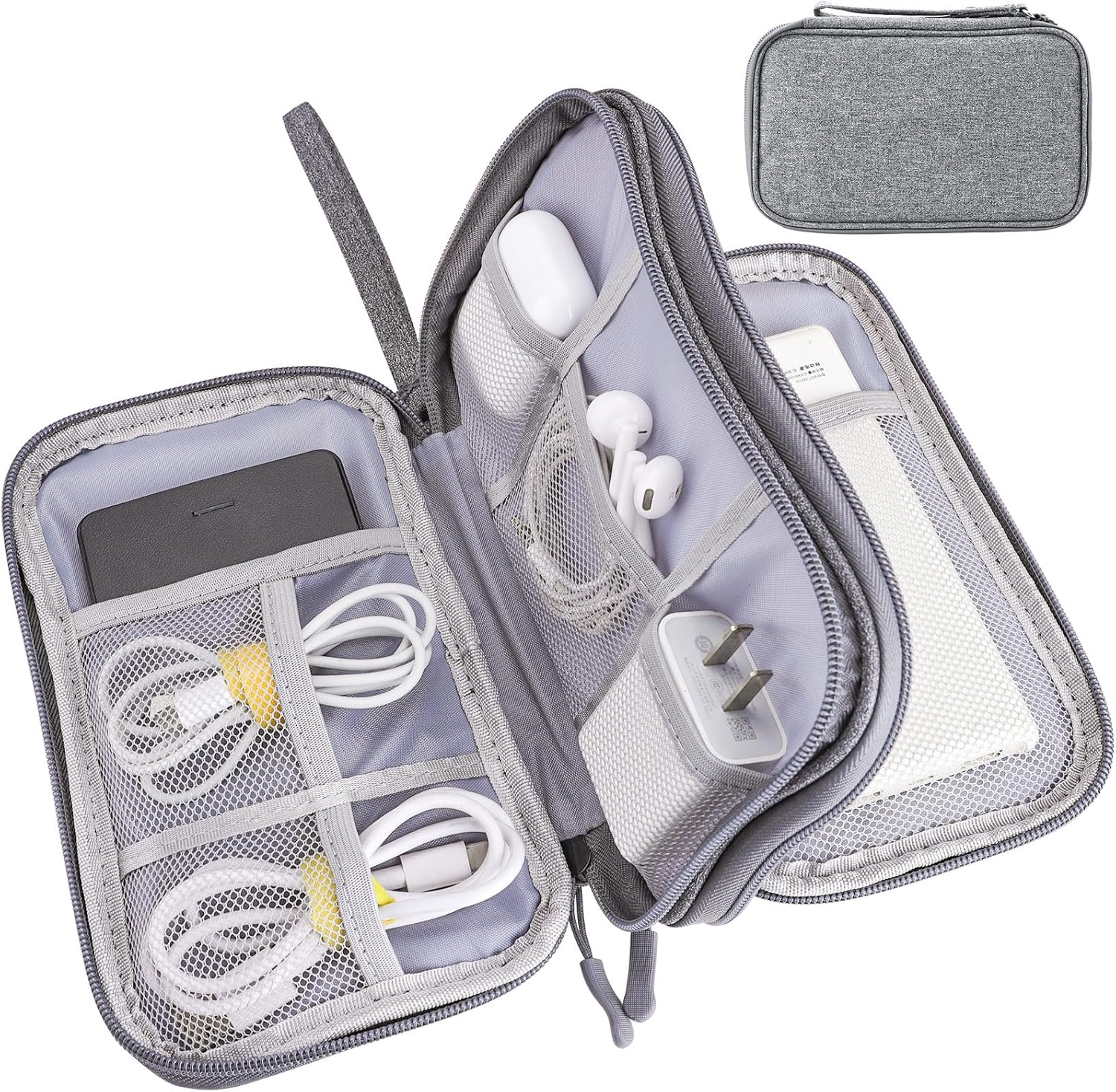 Teskyer Cable Organizer Bag, Portable Travel Cord Organizer Case, All in One Waterproof Electronics Accessories Storage Bag for Cables, Chargers, Earphones, Hard Drives, Power Bank, 8.5 X 5 Inch