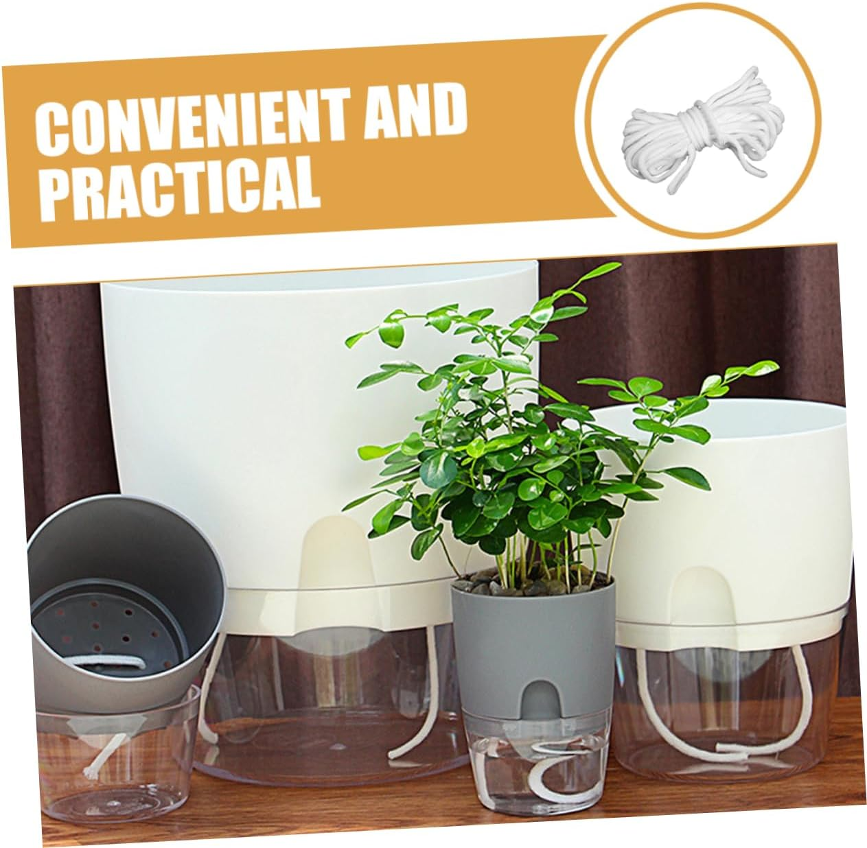 Yardenfun Cotton Rope for Self Watering Pot Absorbent Rope Hydroponics Supplies DIY Plant Irrigation Flexible Automatic Watering Wick image number 6