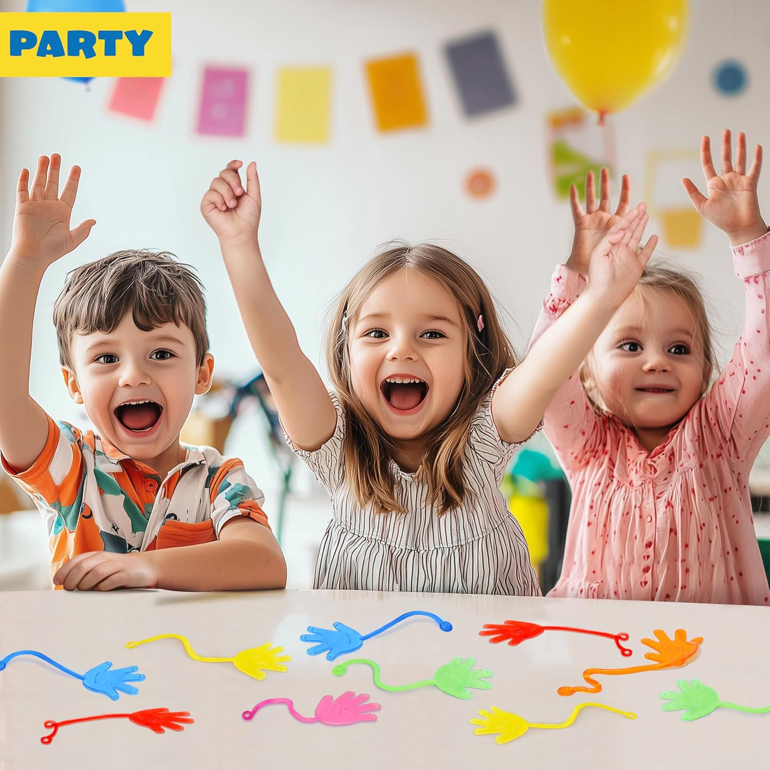 JOYIN Large 24Pcs Glitter Sticky Hands Party Favors, Party Table Favors Set for Kids, Holiday Traditions, Classroom Treasure Box Carnival Prizes Bulk Pinata Stuff Toys image number 5