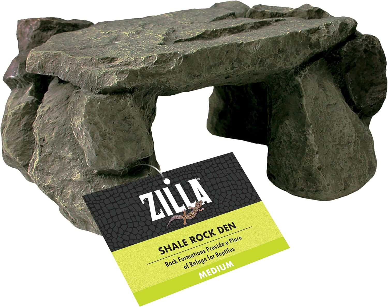 Zilla Pet Reptile Terrarium Shale Rock Den D&eacute;cor, Basking Rock and Hide for Bearded Dragons and Other Reptiles, Medium