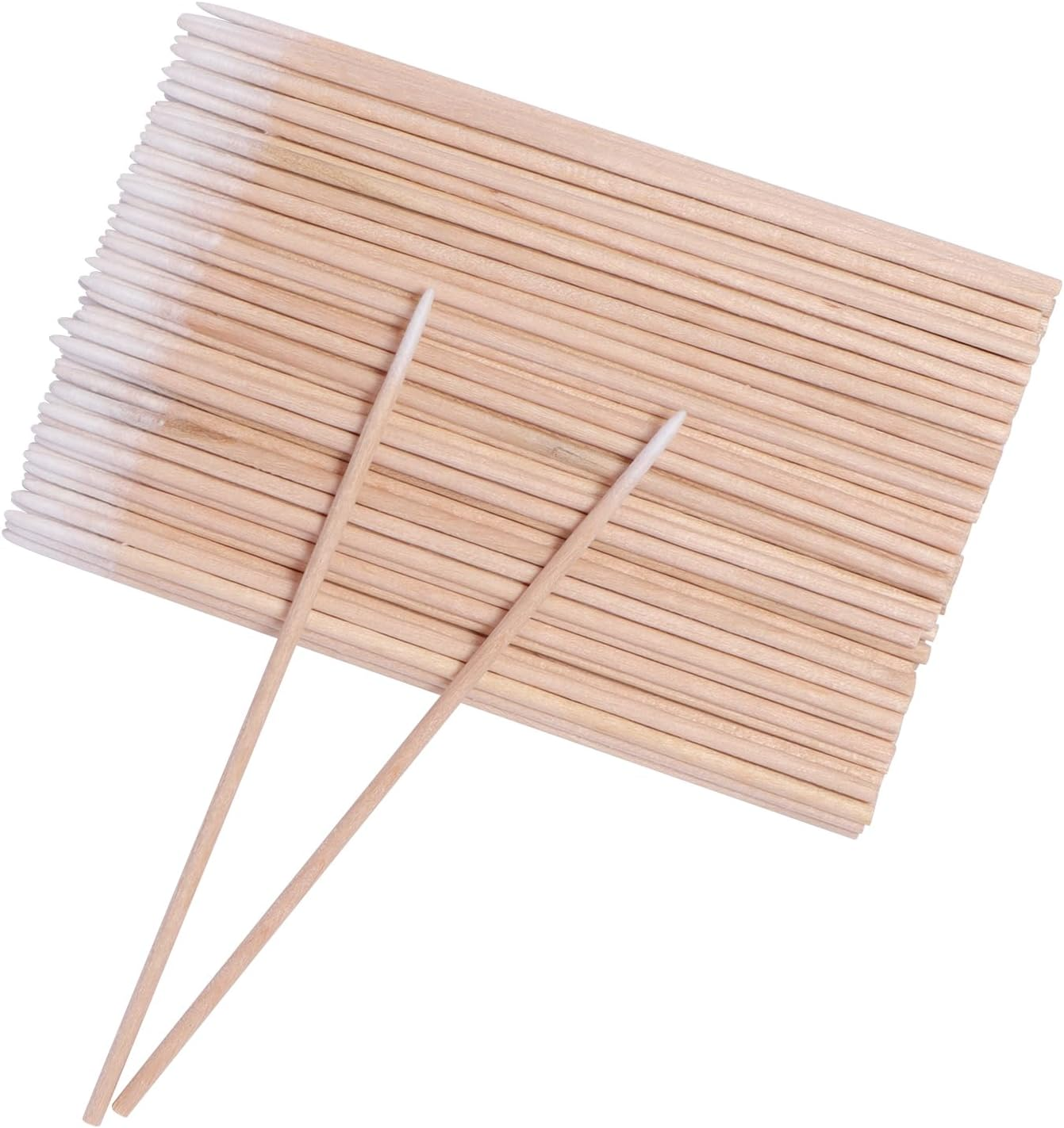 500Pcs Pointed Cotton Swabs, 4 Inch Precision Microblading Cotton Swab Cotton Sticks Applicator for Eyebrow Tattoo Beauty Make-Up Nail Clean, Wood Handle Pointed Tip Head image number 4