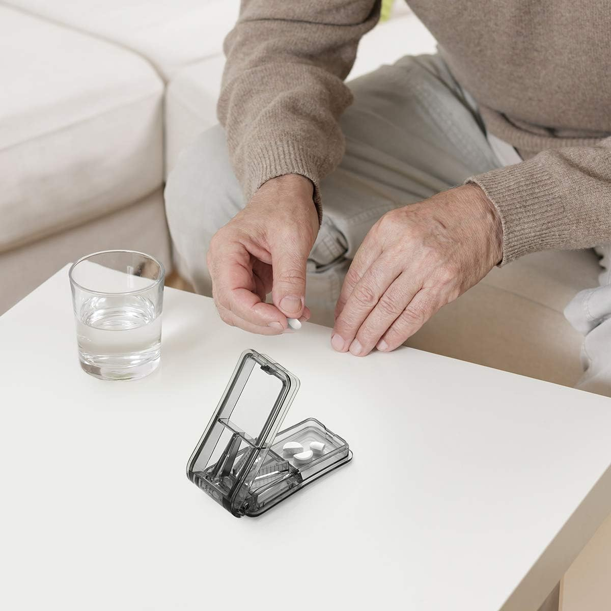 Pill Cutter for Small Pills,Tablet Splitter with Blade Guard, Safety Medicine Slicer,Medication Vitamin Divider Cutting Drugs Cleanly (Grey 2 Pcs) image number 5