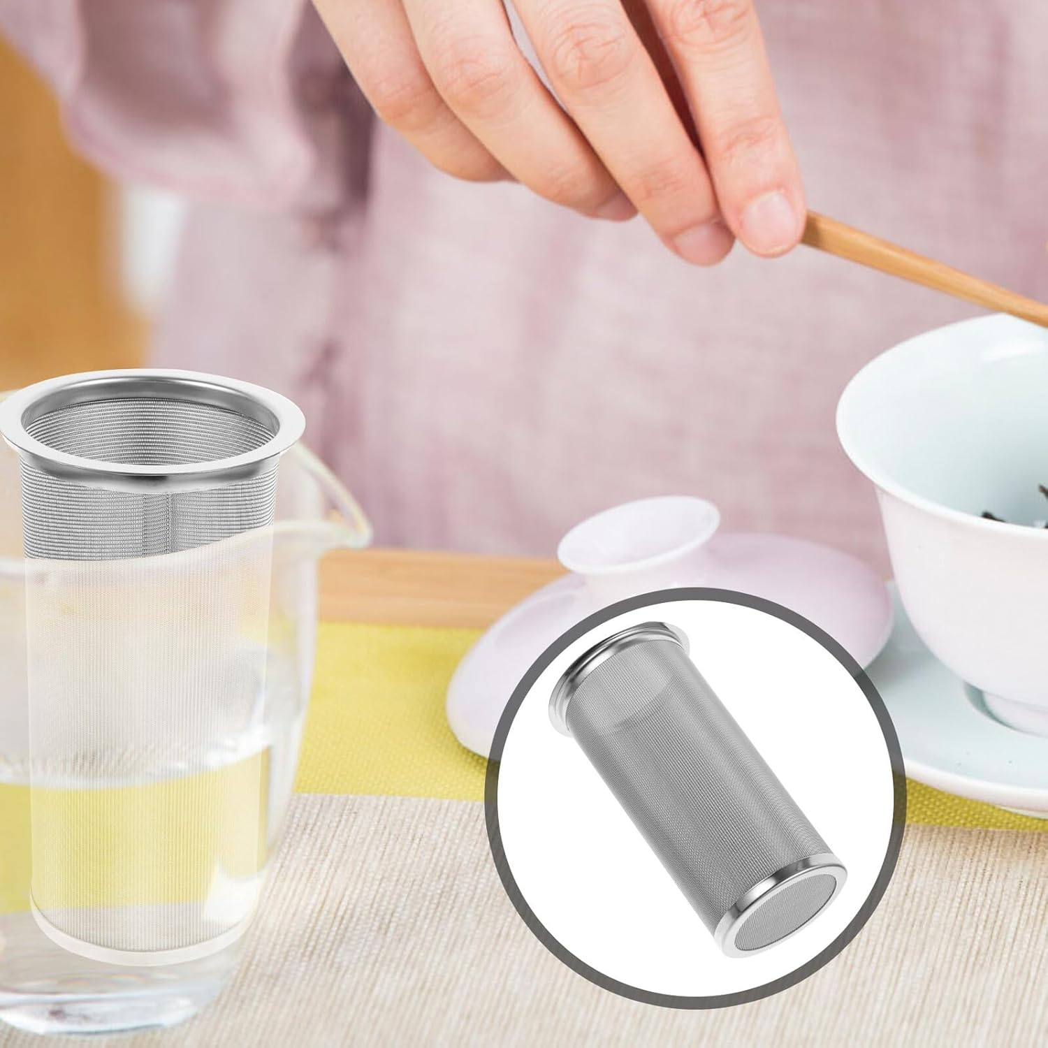 BESTYASH Stainless Steel Coffee Strainer Mesh Filter 8X15Cm 304 Food-Grade Stainless Steel Tea Infuser for Coffee and Juice Brewing Home Kitchen Reusable Filter image number 1