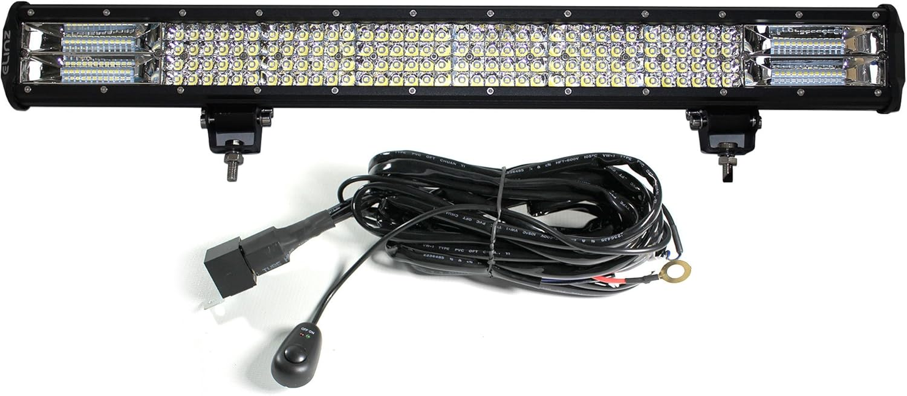 Elinz 26" 4 Rows LED Light Bar Work Driving Flood Spot Combo IP68 4WD Offroad 50000Hrs Life PC Lens Wire Harness~Brackets 73120LM image number 1