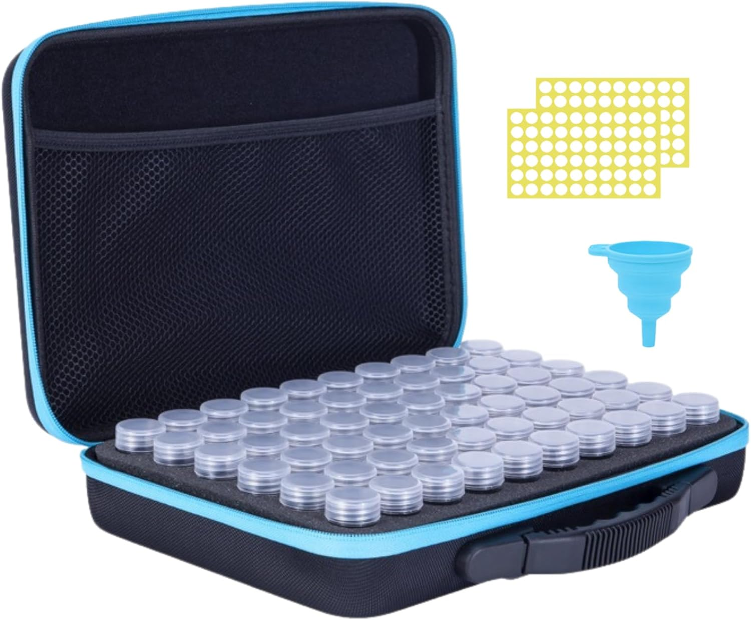 Verderoot 60 Slots Seed Organizer -Diamond Painting, Diamond Painting Accessories, Durable EVA Material, Compartment Storage Box for Seed, Diamond Paintings, with 60 Labels and Funnel (Blue) image number 2