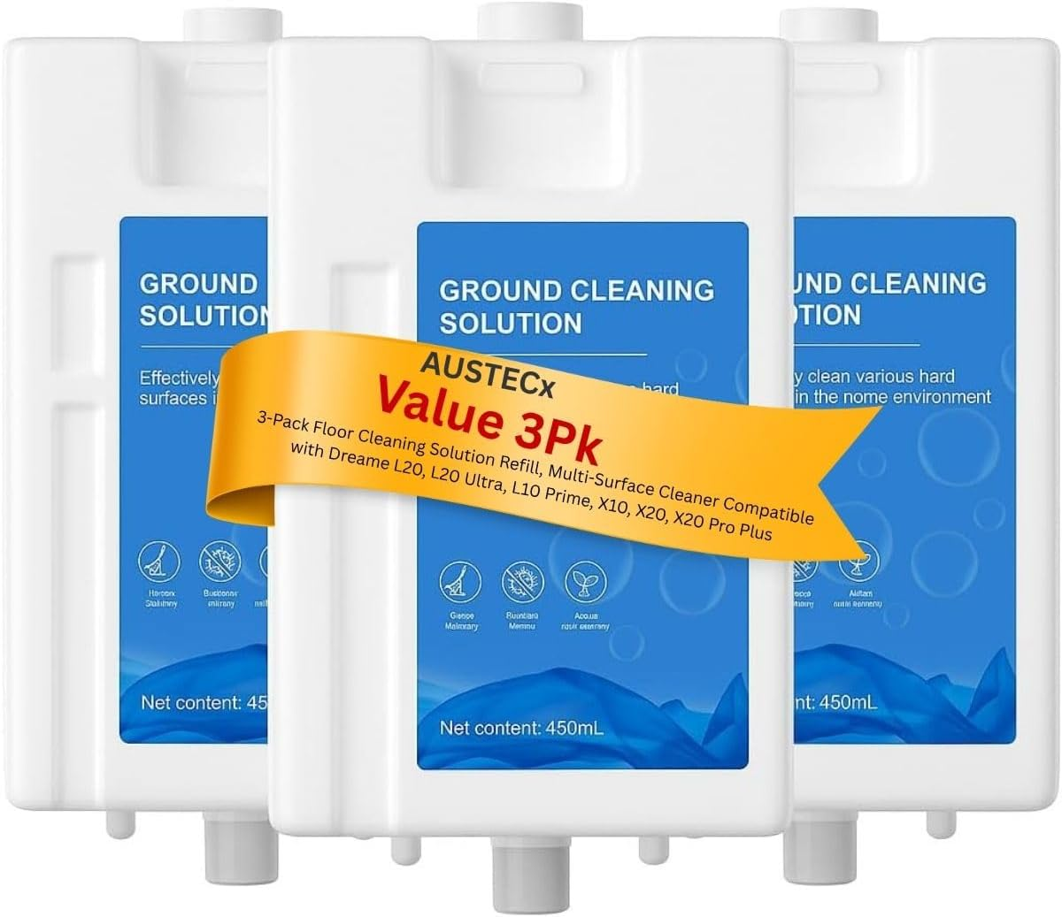 Dreame Cleaning Solution &ndash; 1 L Floor Cleaner Detergent for Dreame L20 / L10 Robot Vacuum Mop, Refill Cleaning Detergent &ndash; 3-Bottle Set image number 6