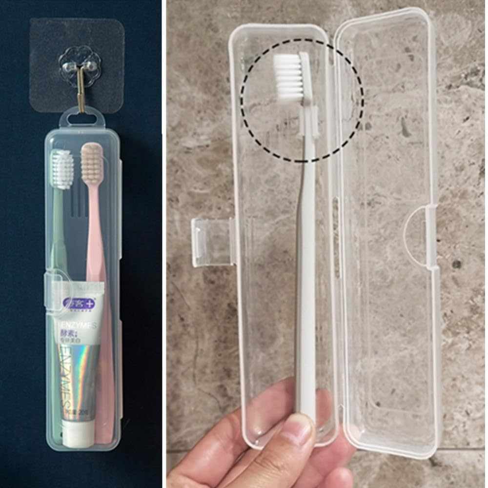 Cuicanfla 4 Pcs Portable Travel Toothbrush Case,Portable Clear Toothbrush and Toothpaste Storage Container Hard Plastic Transparent Toothbrush Carrying Box for for Home,Travela,Business,Camping,School image number 3