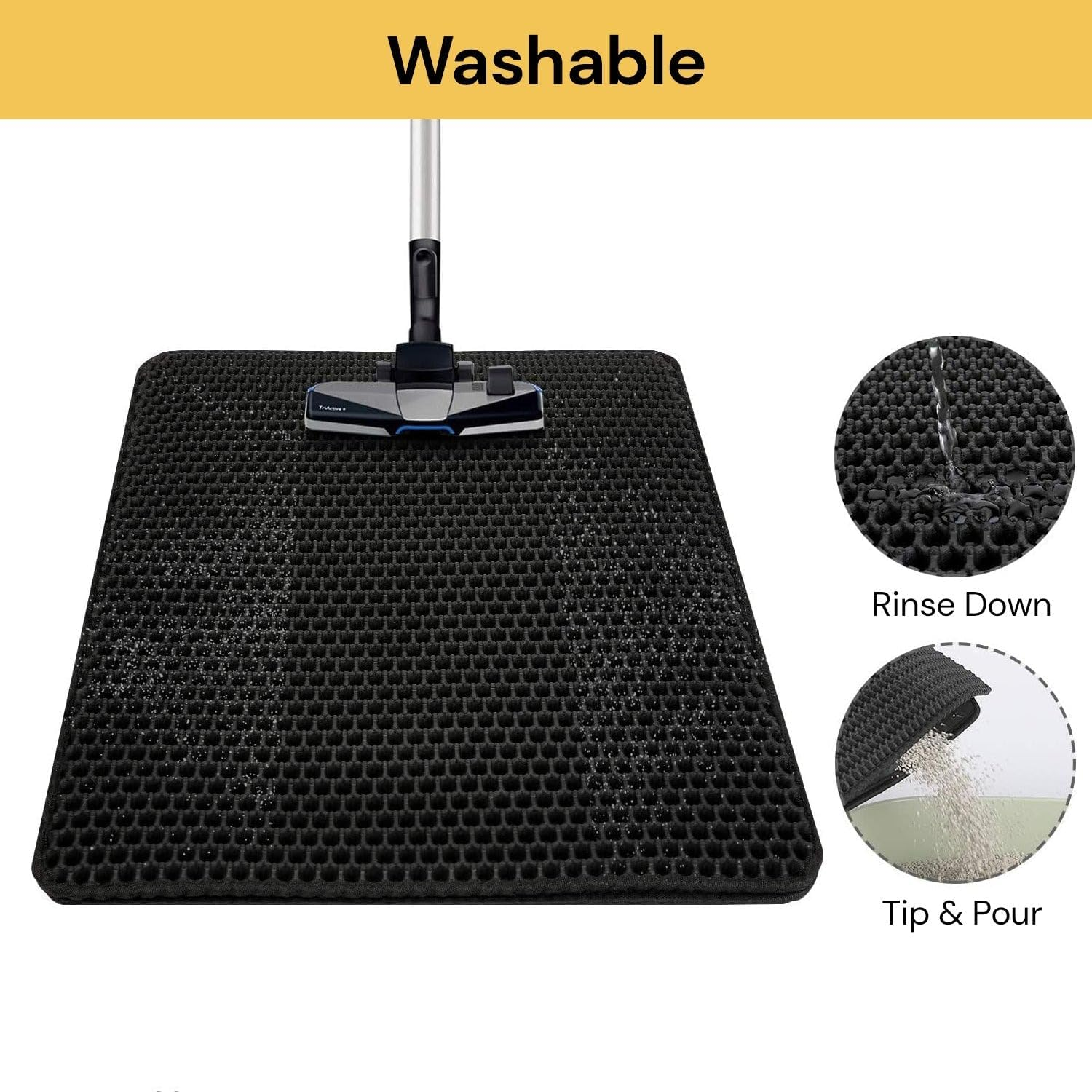 Cat Litter Box Mat Litter Double-Layer Design Waterproof Urine Proof Material, Easy Clean and Floor Carpet Protection Best Scatter Control Easy to Clean, Soft on Paws Cat Tray Mat (Large) image number 5