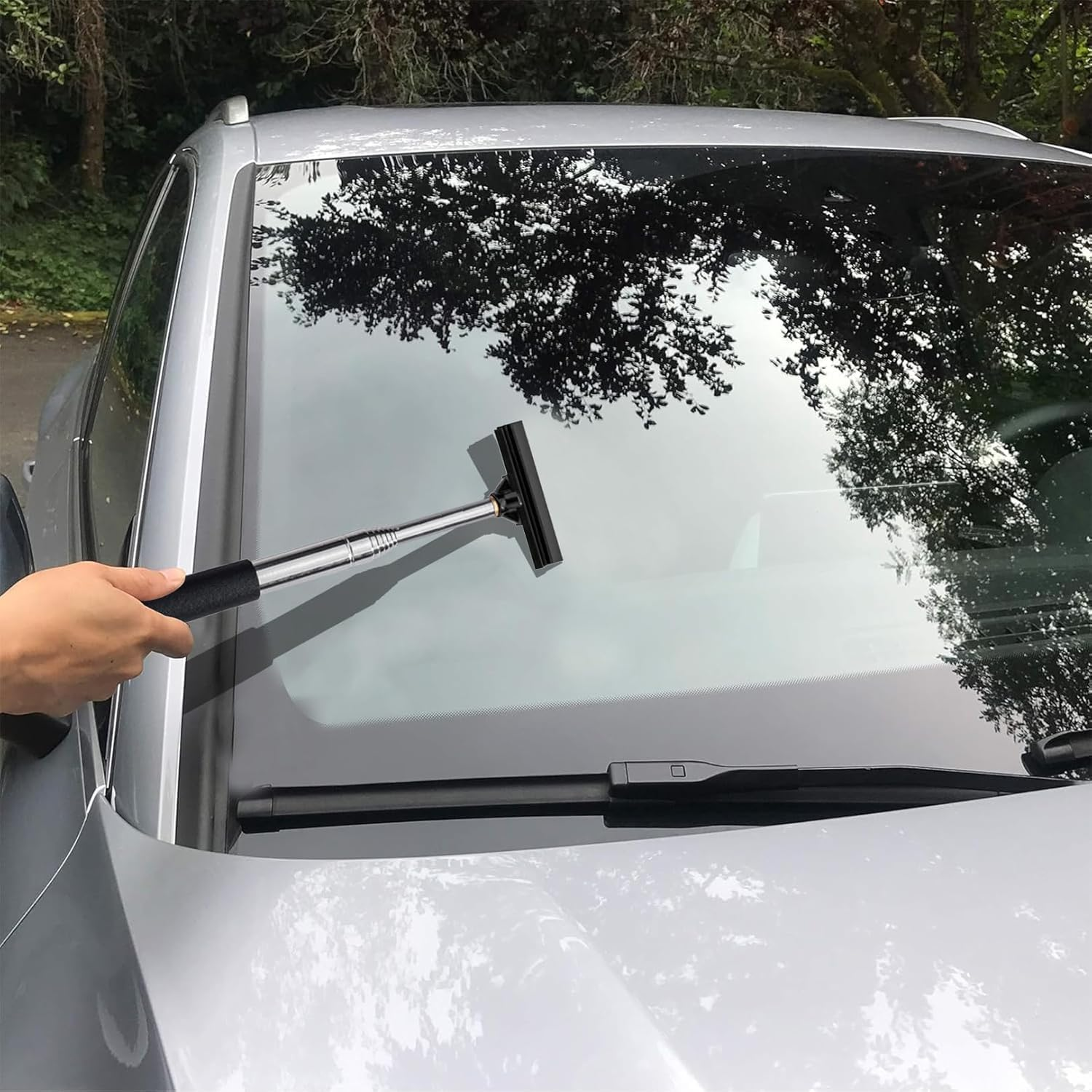 Retractable Car Mirror Wiper, 2Pcs Retractable Car Rearview Mirror Window Squeegee, Retractable Rear-View Mirrors Wiper Snow Brush and Ice Scraper image number 1