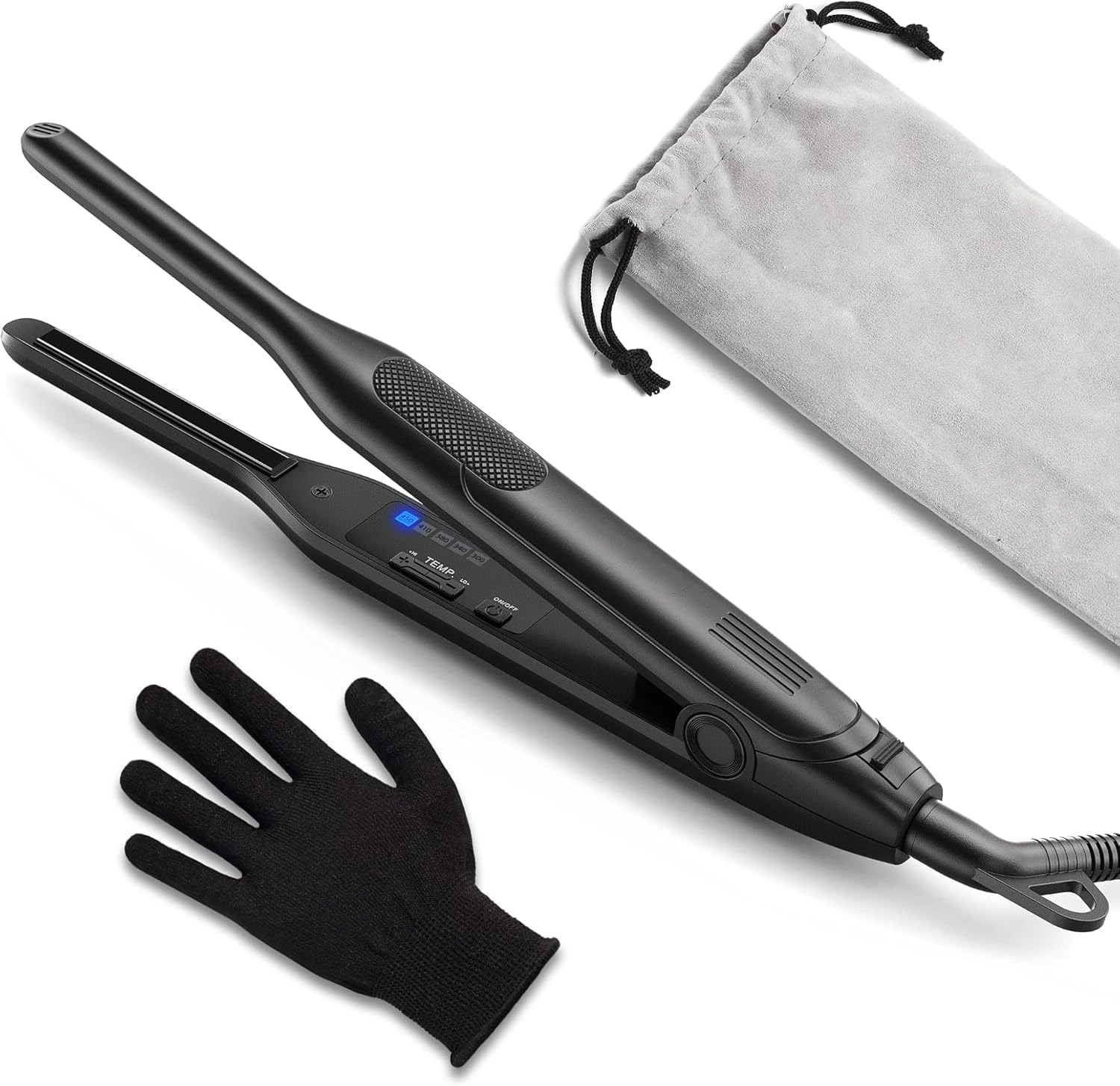 Telfun Pencil Flat Iron, 3/10" Small Iron for Short Hair, Pixie Cut and Bangs, Tiny Beard Straightener with Dual Voltage & Adjustable Temp, Mini Hair Edges Heating up in 15S image number 5