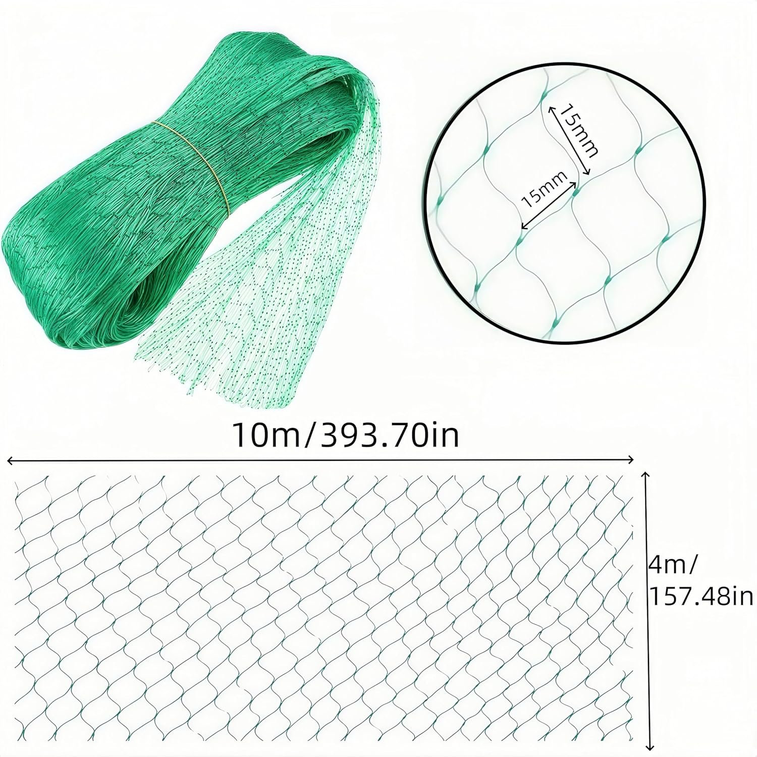 2 Pcs anti Bird Protection Net, 4 X 10 M Reusable Fence Net,Deer Fence Netting,For Garden Protection,Fruit Trees Vegetables against Birds,Squirrels,Poultry,Other Animals,Mesh 1.5 * 1.5 Cm image number 3