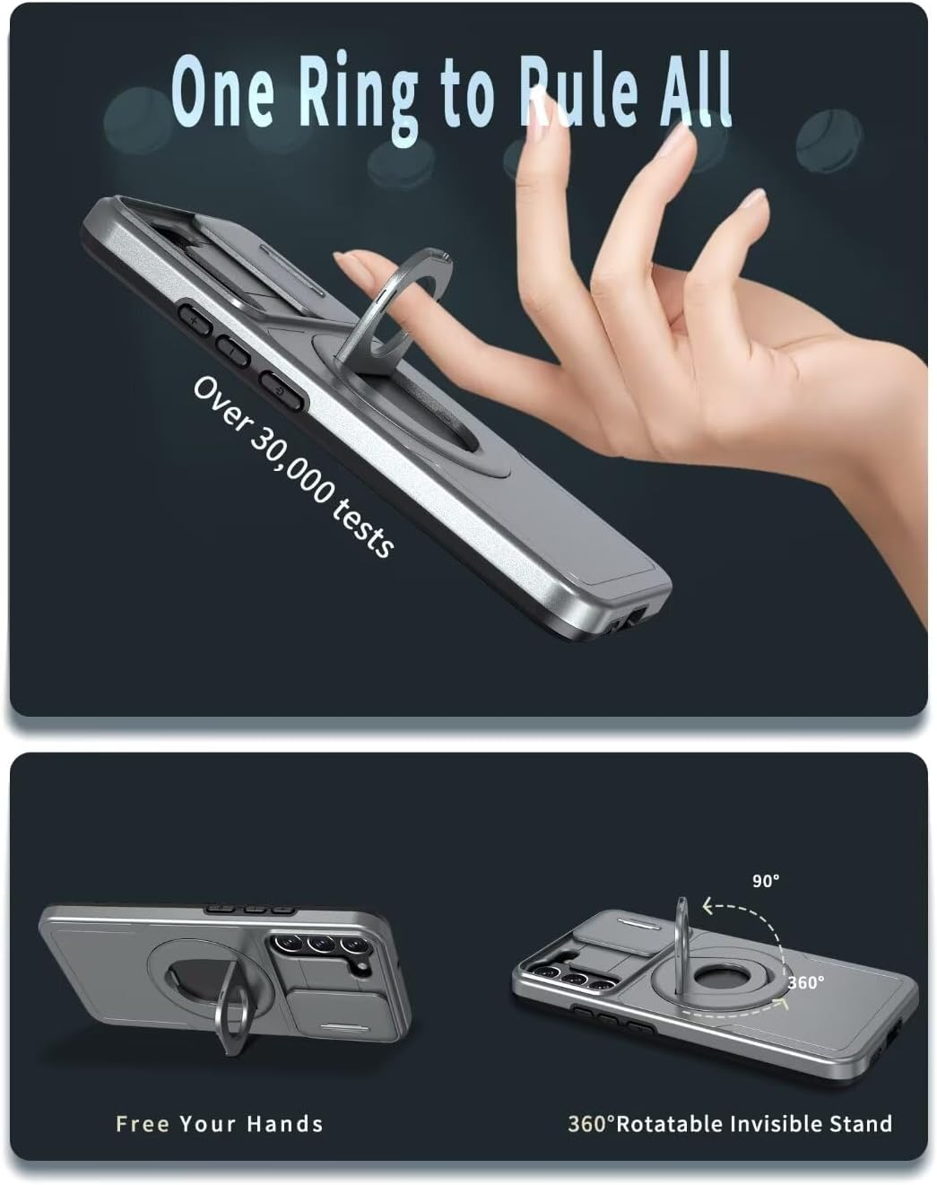 ATISIJIE Magnetic Case for Samsung Galaxy S23Plus, 360&deg; Metal Magnetic Ring Stand Shockproof Bumper Protective Case Scratch-Resistant Full Body Protection Mobile Phone Case for Samsung Galaxy S23Plus image number 2