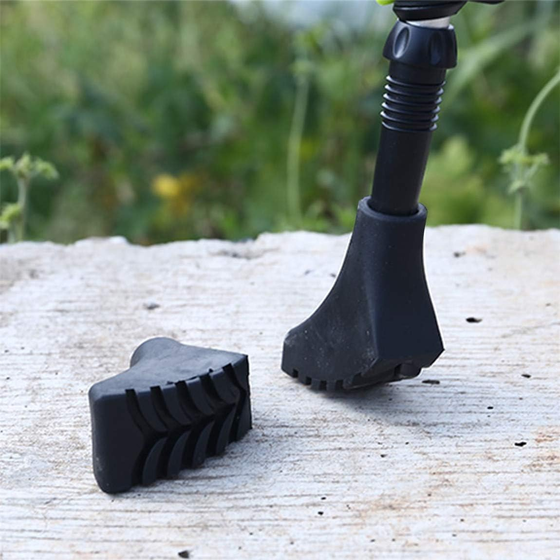 Ruzzut Black Rubber Diamond Trekking Pole Tip Protectors, Hiking Pole Replacement Tips for Trekking Poles, Fits Most Standard Hiking Poles - Shock Absorbing, Adds Grip and Traction image number 6