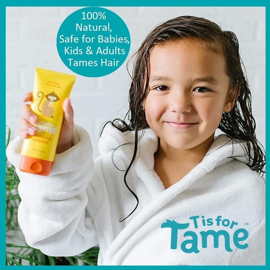 T Is for Tame &ndash; Kids Hair Taming Cream & Spray Bundle for Frizz, Flyaways, Static & More, All-Natural for Toddlers & Kids, Flexible Tear Free Brush Included image number 1