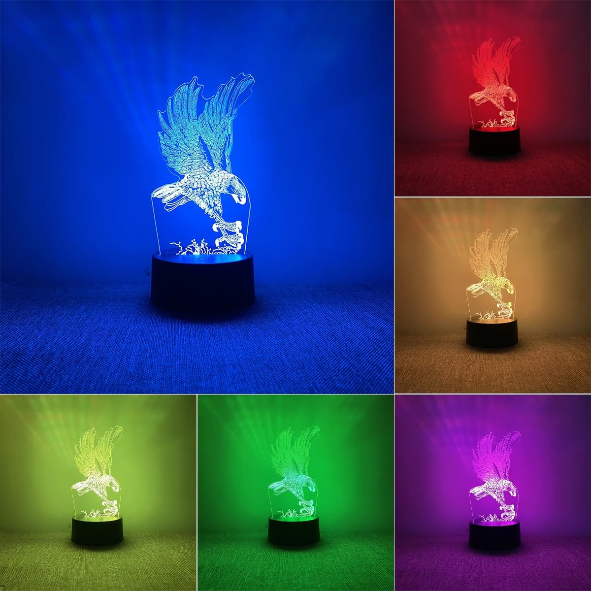 Eagle Lamp, 3D Night Light Children with Colour Changing, Intelligent Touch Eagle LED Animal Lamp with 7 Colours, a Gift for Girls and Boys image number 1