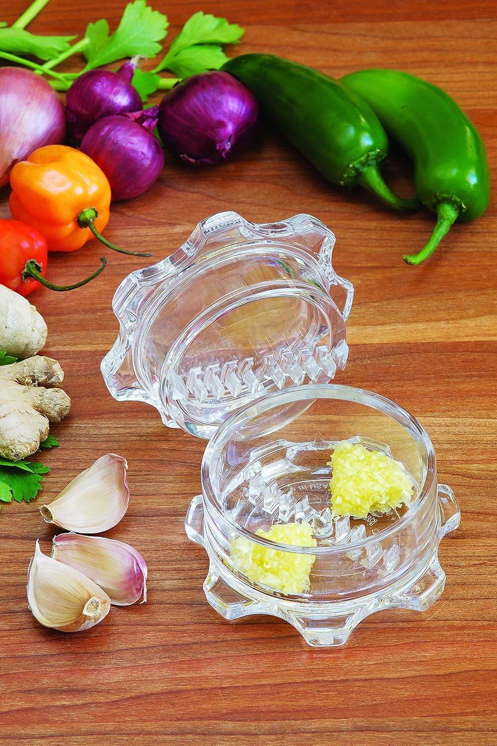 Garlic Twister 3Rd Gen - for Garlic/Herb/Nuts, Garlic Press Kitchen Mincer and Grinder, Easy to Clean! (Clear) by Nextrend image number 2