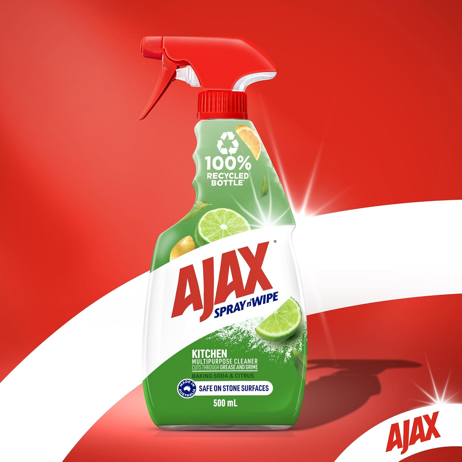 Ajax Spray N' Wipe Multi-Purpose Kitchen Cleaner Trigger, 500Ml, Baking Soda and Citrus Surface Spray, Household Grade and Stone Safe image number 2