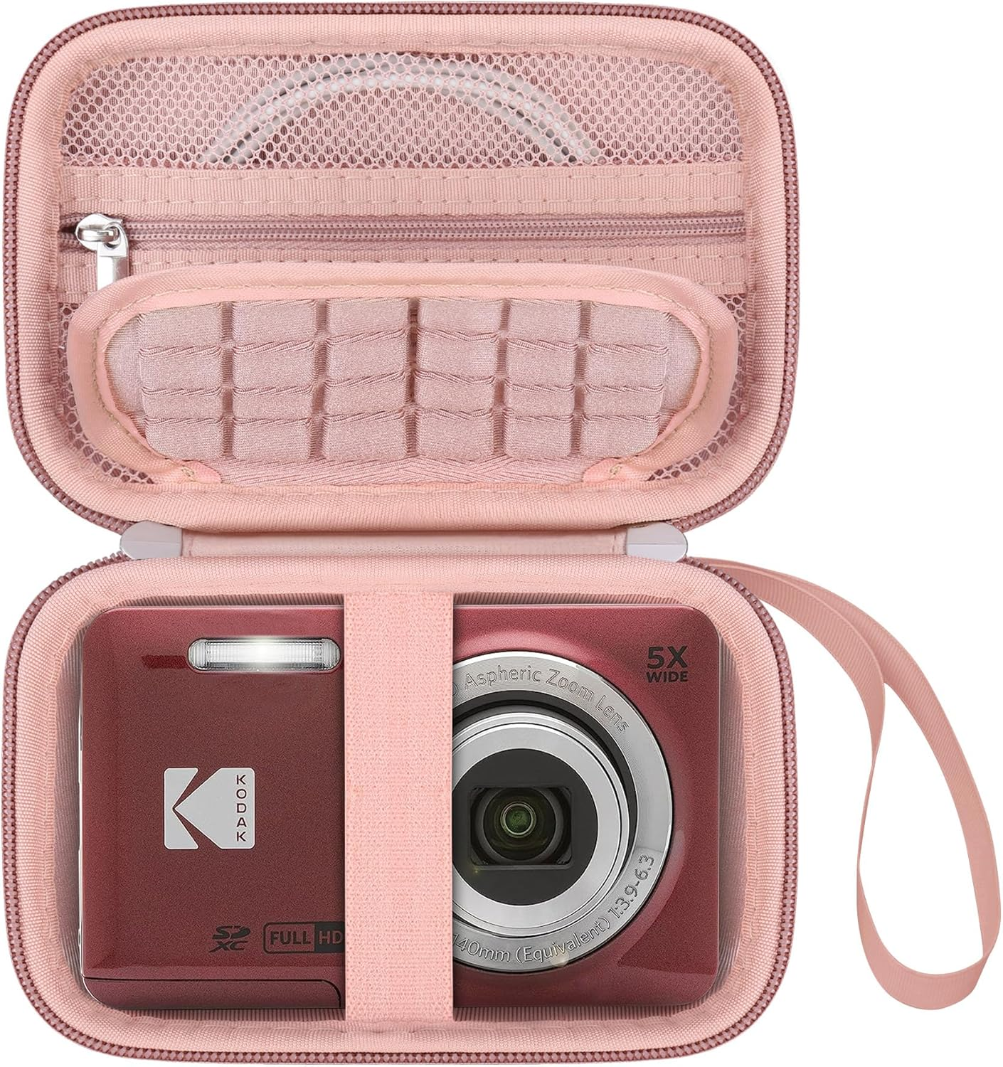 Elonbo Camera Carrying Case for Kodak PIXPRO FZ55 / FZ53 / FZ45 / FZ43 16MP Digital Camera, Vlogging Camera Storage Holder Trave Bag, ​Mesh Bag Fits Batteries, Cable, Memory Card, Card Reader, Black