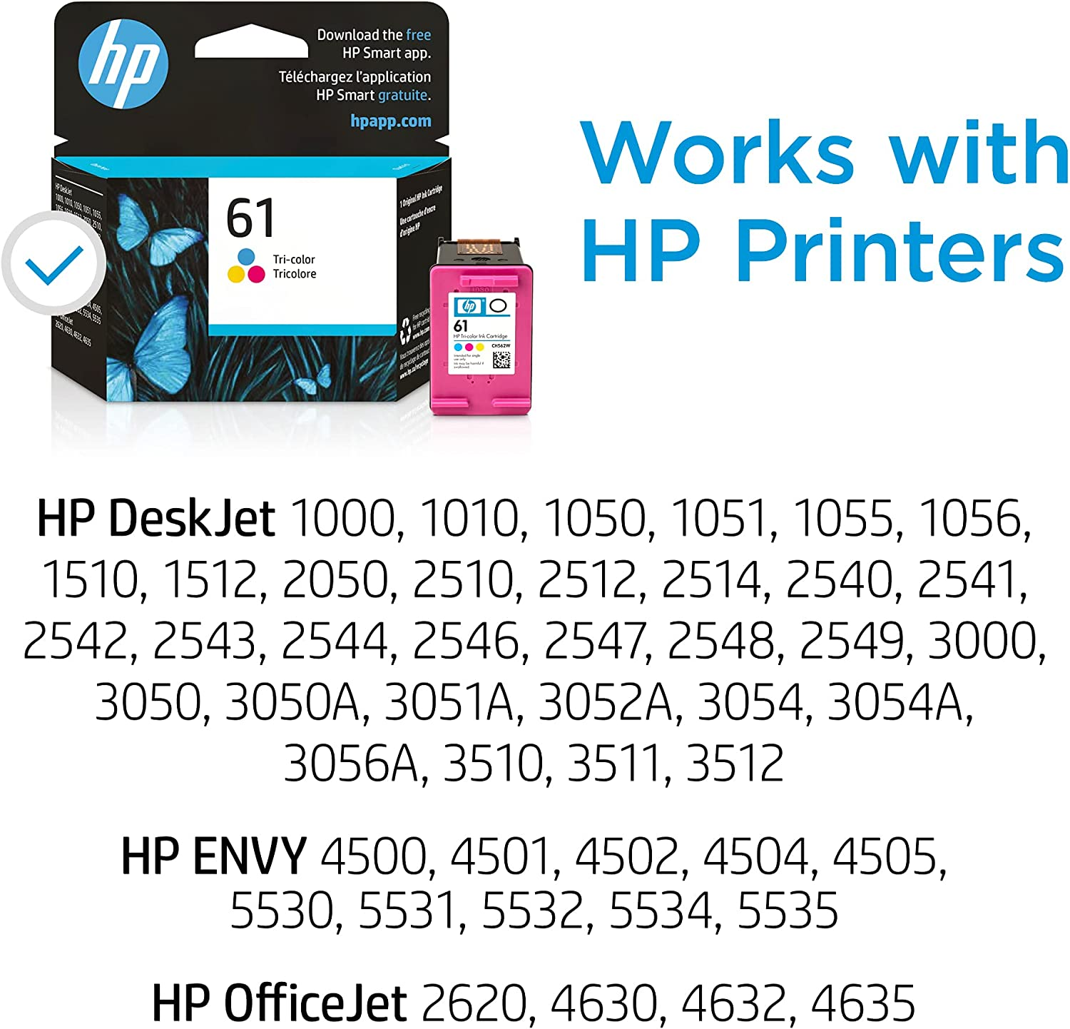 HP 61 Tri-Color Original Ink Cartridge (CH562WN) image number 3