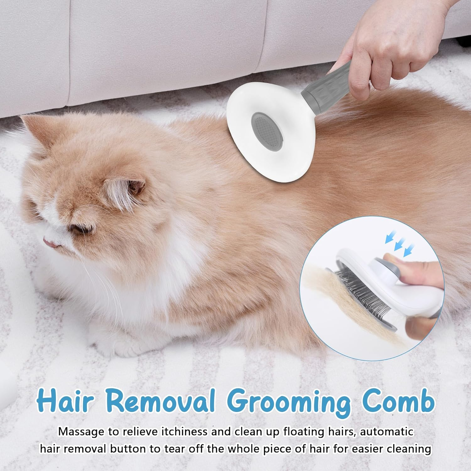 Zssxysm 3 Piece Cat Brush Dog Lice Comb Grooming Tool Self-Cleaning Brush for Long and Short Hair, Professional Pet Accessory image number 3