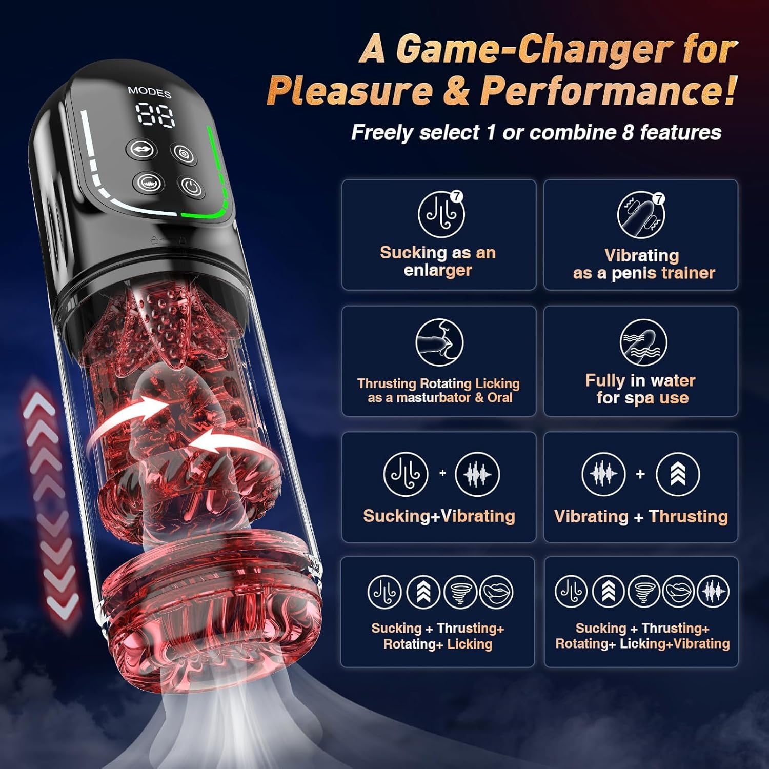 Male Automatic Masterburators, Male Toy with 10 Push-In, 10 Vibration & 4 Suction Modes, Pump with Intelligent Heating, Stimulator Trainer 12 image number 2