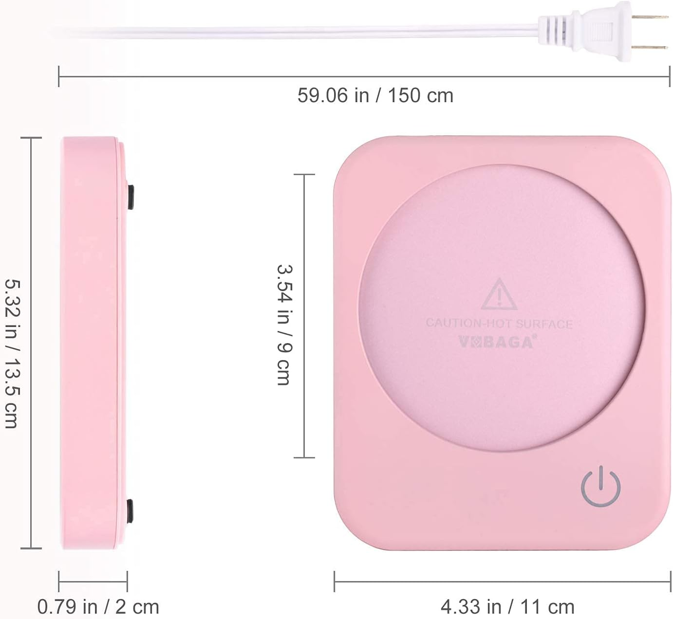 Coffee Mug Warmer Pink Electric Coffee Warmer for Desk with Auto Shut off 3 Temperature Setting Smart Cup Warmer for Warming & Heating Coffee, Beverage, Milk, Tea and Hot Chocolate(No Cup) image number 4