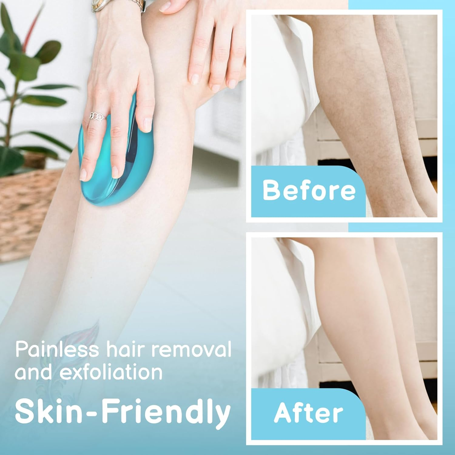 Crystal Hair Eraser for Painless Hair Removal Eco-Friendly, Reusable Hair Remover for Women and Men Portable and Effective Exfoliating Tool for Smooth Skin - Ideal for Travel and Home Use image number 4