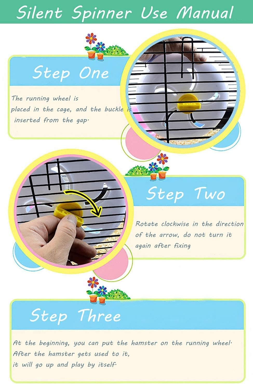 4.8 in Super-Silent Hamster Exercise Wheels, Hamster Toys for Hamster Cage, Super Mute Spinner Exercise Running Wheel for Small Hamsters, Gerbils, Mice and Other Small Animals image number 1