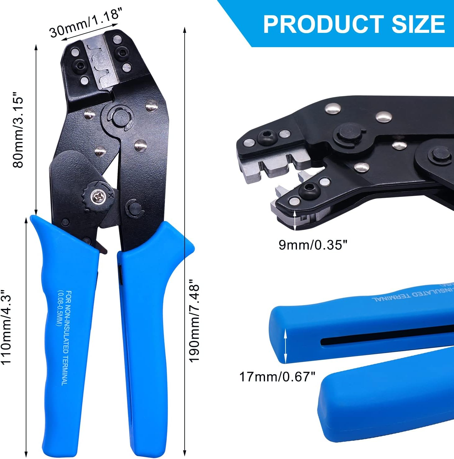 Taiss JST Crimping Tool,Dupont Crimping Tool,Jst Crimping Tool Set,Dupont Crimper,Ratcheting Wire Crimper for JST Connector XH 2.54Mm,Ph2.0,D-Sub Terminals,(0.08-0.5Mm&sup2; 28-20AWG) image number 2