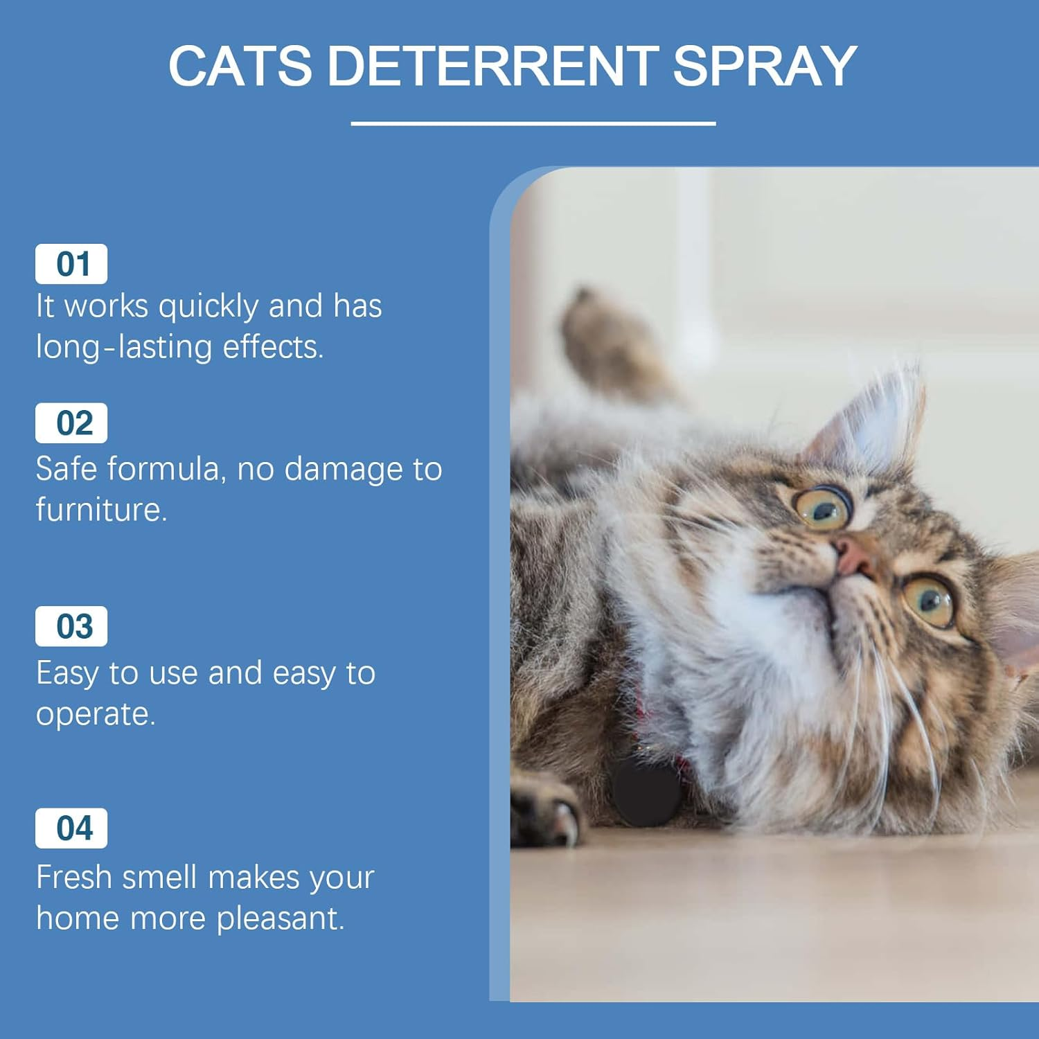 Bitter Cat Repellent Spray, Effective Cat Deterrent Spray with Bitter, Prevent Cats from Scratching Plants and Furniture, Suit for Indoor & Outdoor image number 1