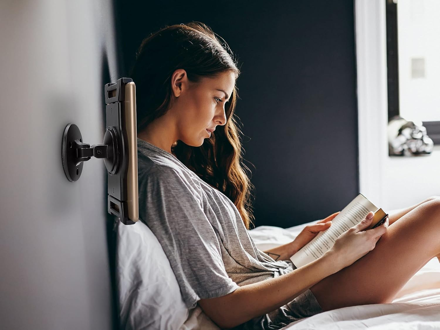 Abovetek Ipad Wall Mount, Swivel 360&deg; Rotating Tablet Holder Two Brackets to Fit 6-13" Tablets, Horizontal/Vertical Tilt Ipad Arm for Flexible Viewing Angles in Kitchen Showroom Retail Store (Black) image number 5